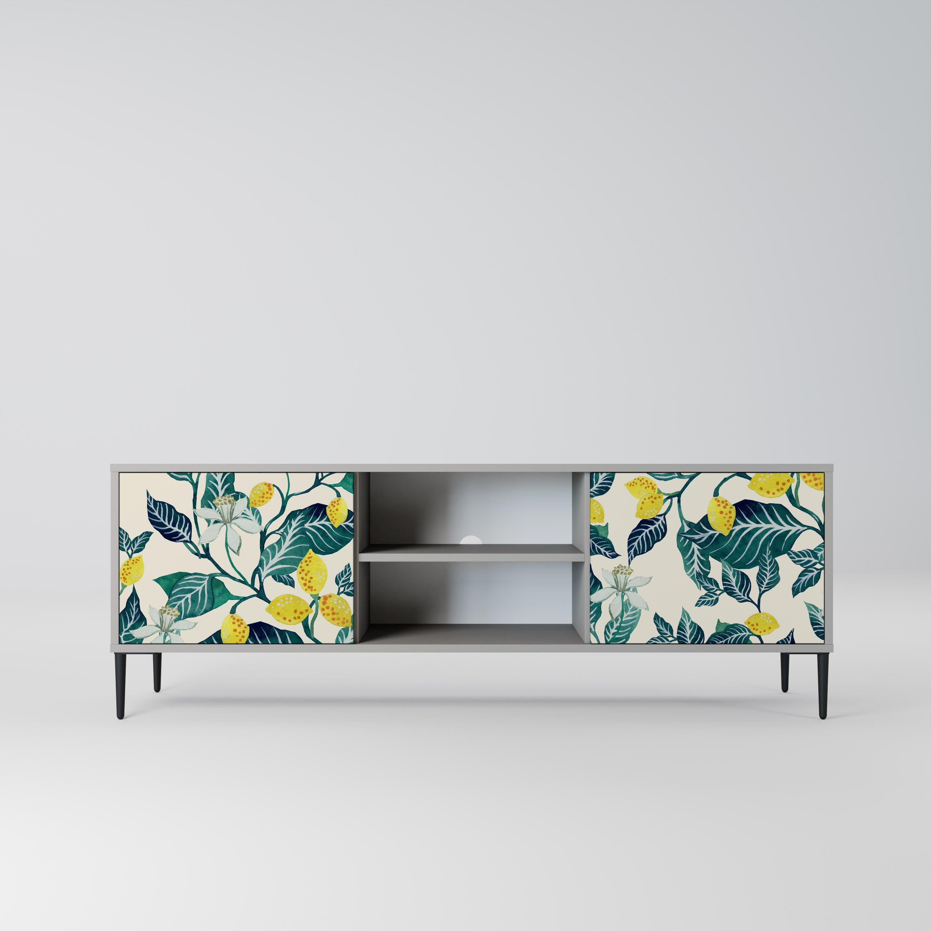 LEMON TREE 2-Door TV Stand in Grey Finish