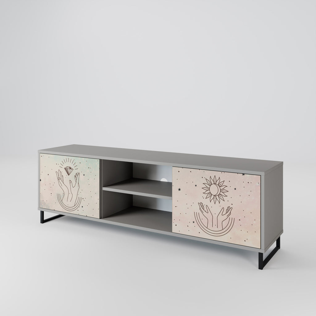 DELICATE BEAUTY 2-Door TV Stand in Grey Finish