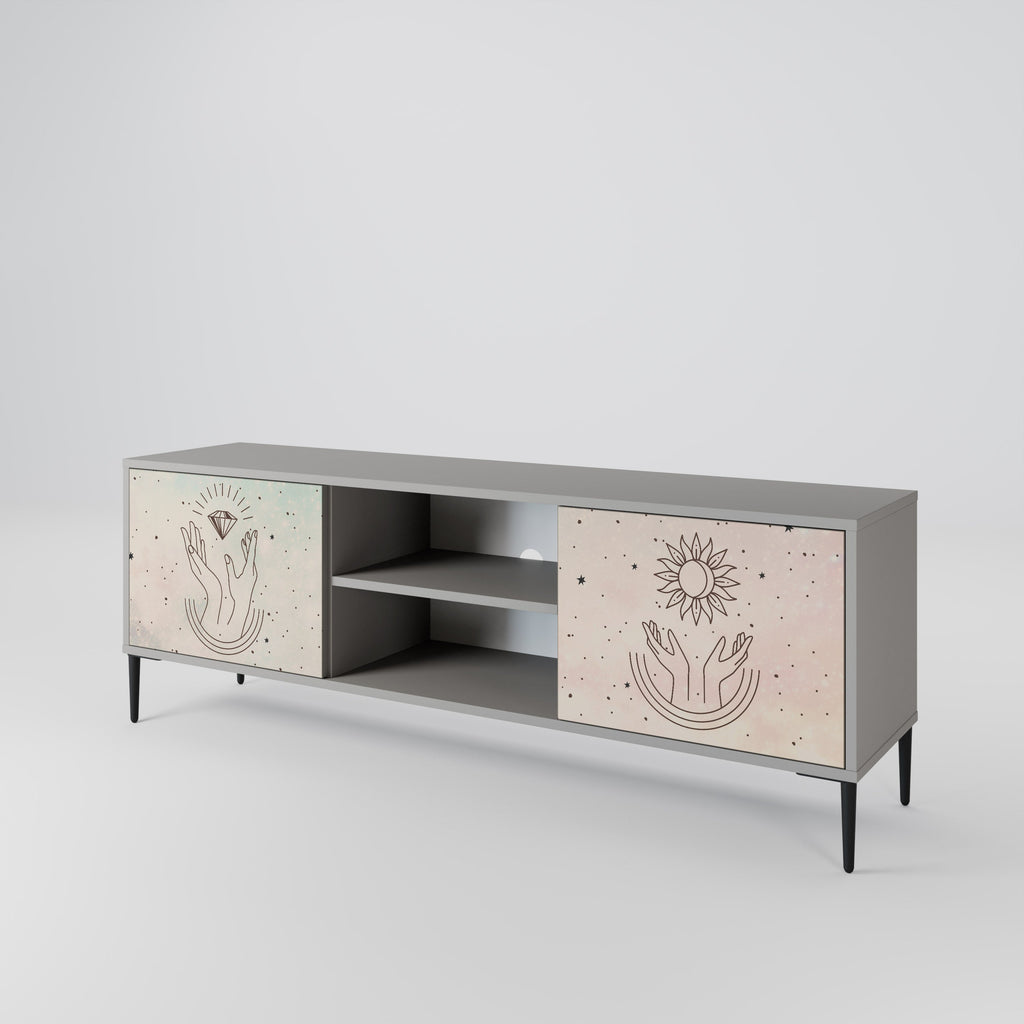 DELICATE BEAUTY 2-Door TV Stand in Grey Finish