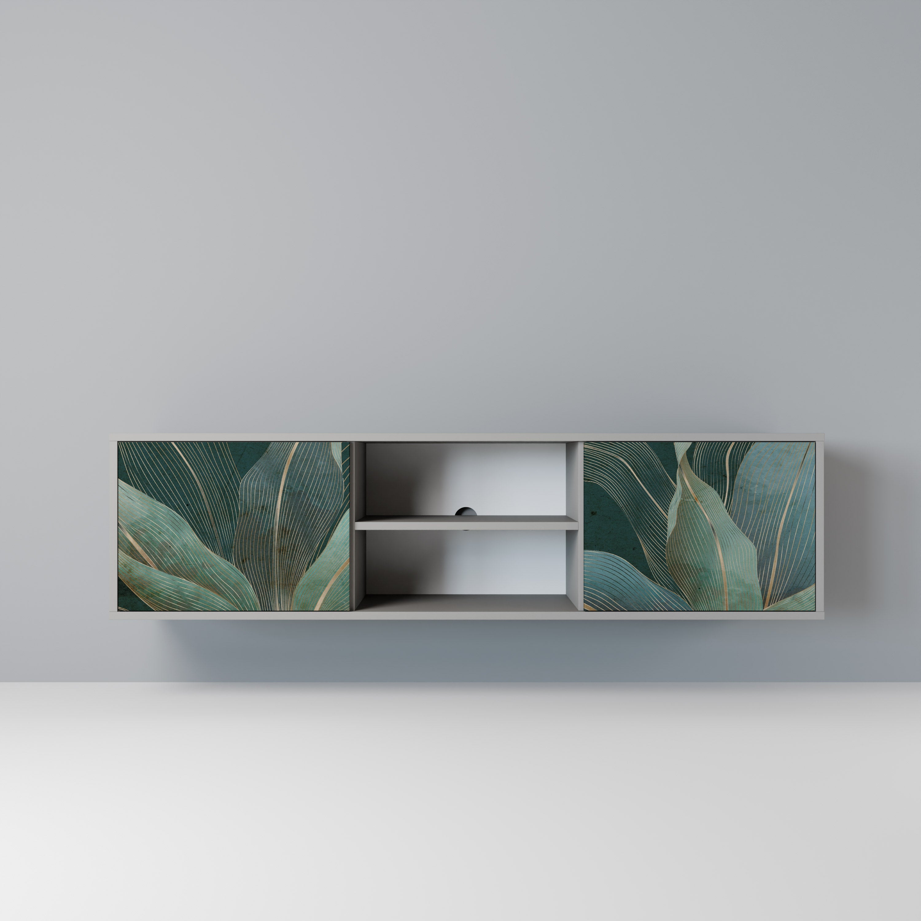 ROYAL GREEN 2-Door TV Stand in Grey Finish