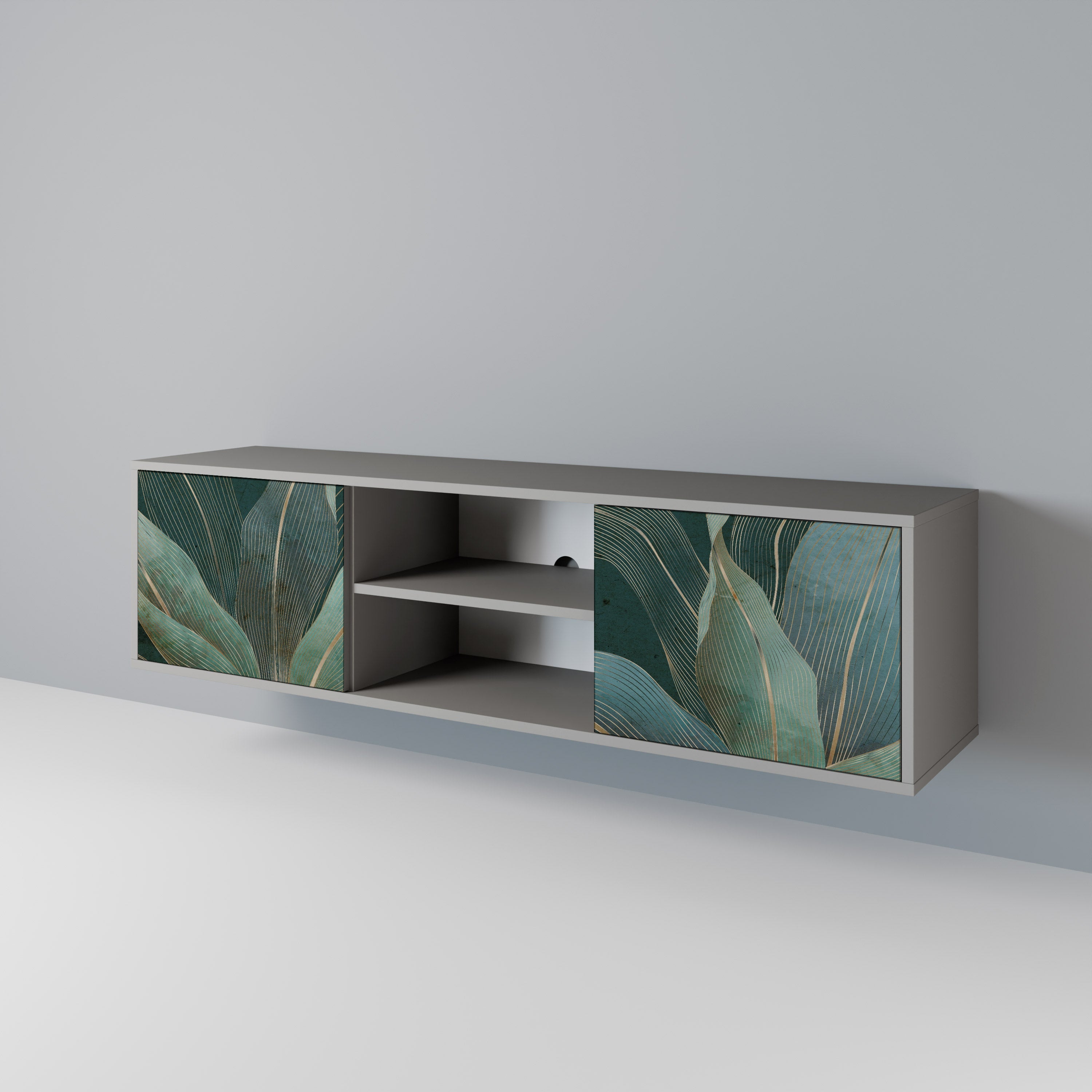 ROYAL GREEN 2-Door TV Stand in Grey Finish