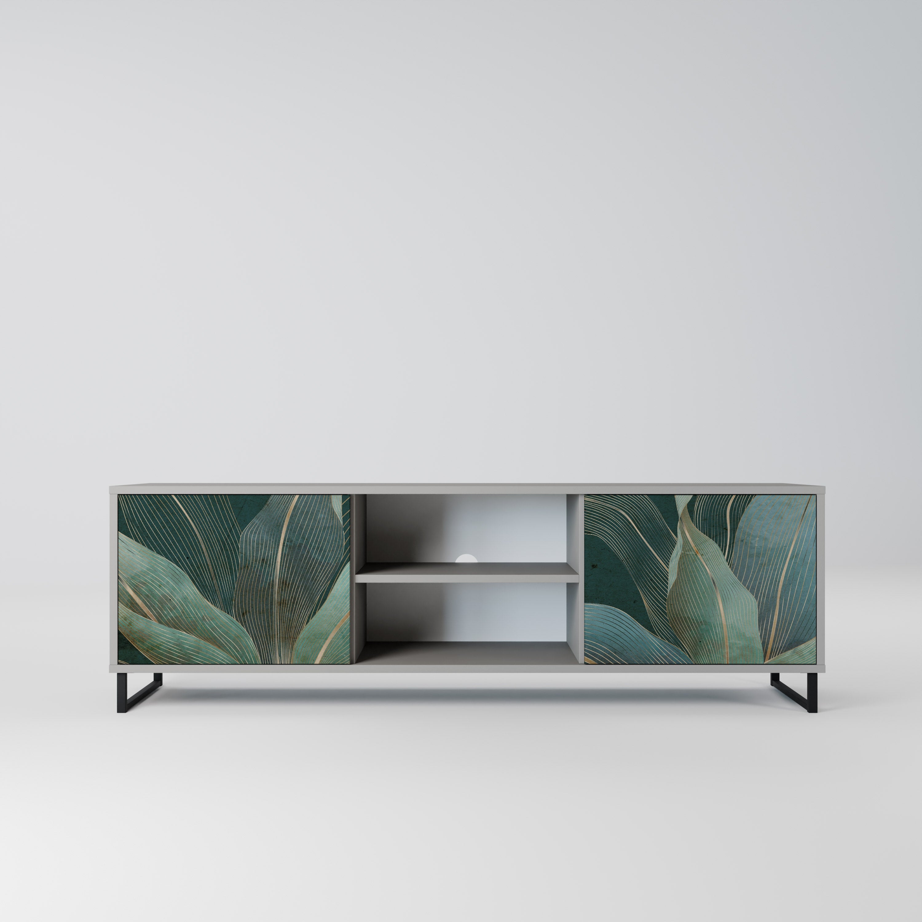 ROYAL GREEN 2-Door TV Stand in Grey Finish