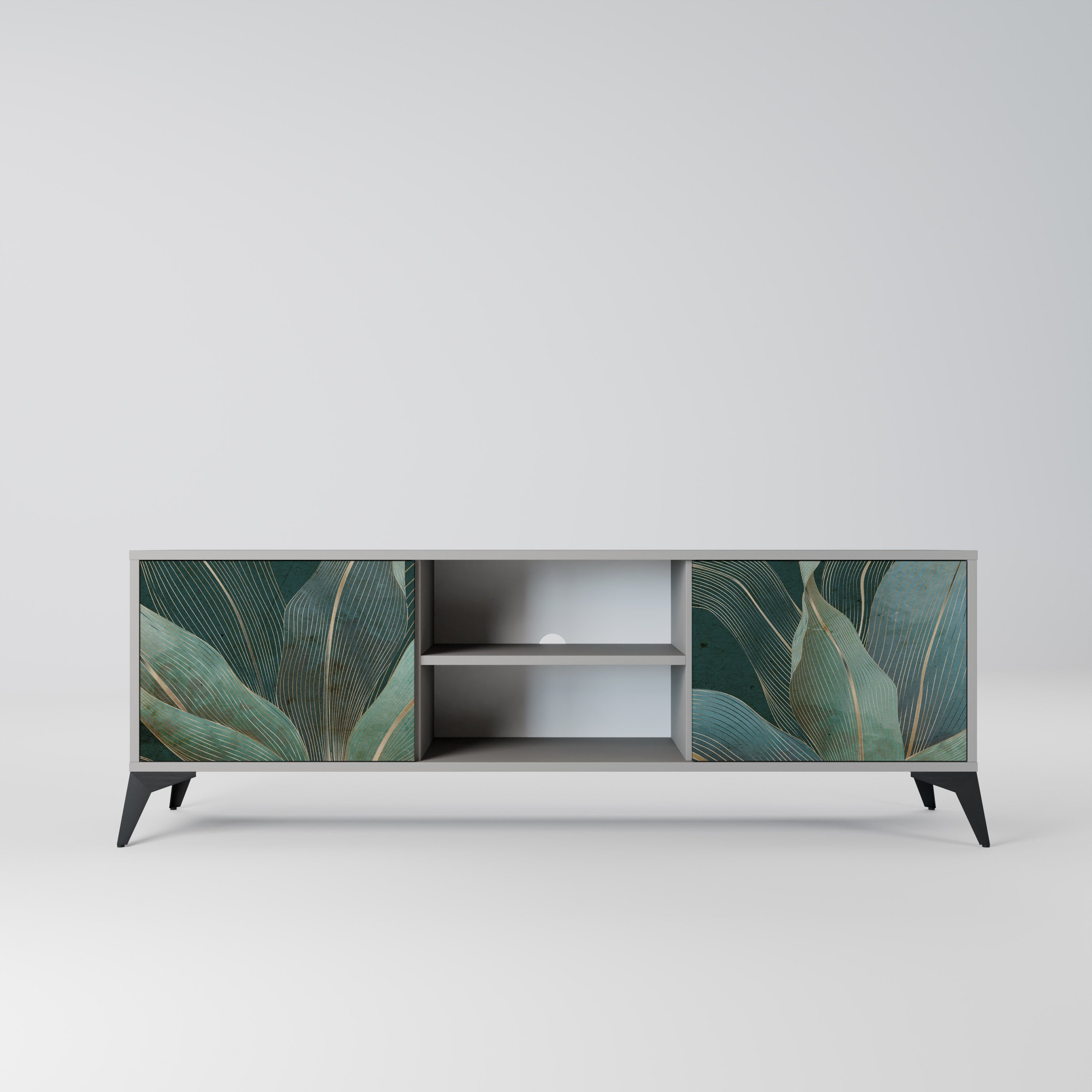 ROYAL GREEN 2-Door TV Stand in Grey Finish
