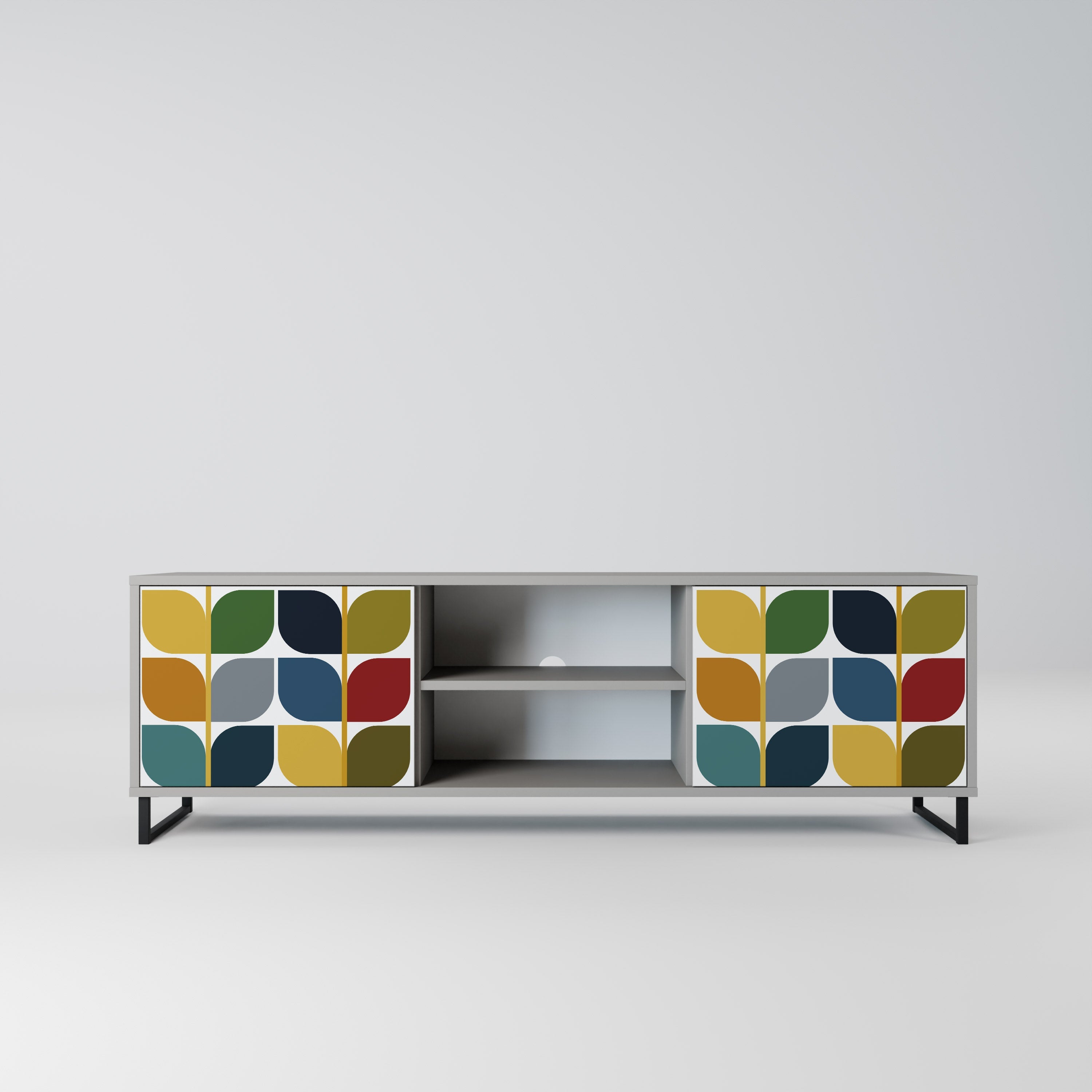 WEIGHTLESS HOURS 2-Door TV Stand in Grey Finish