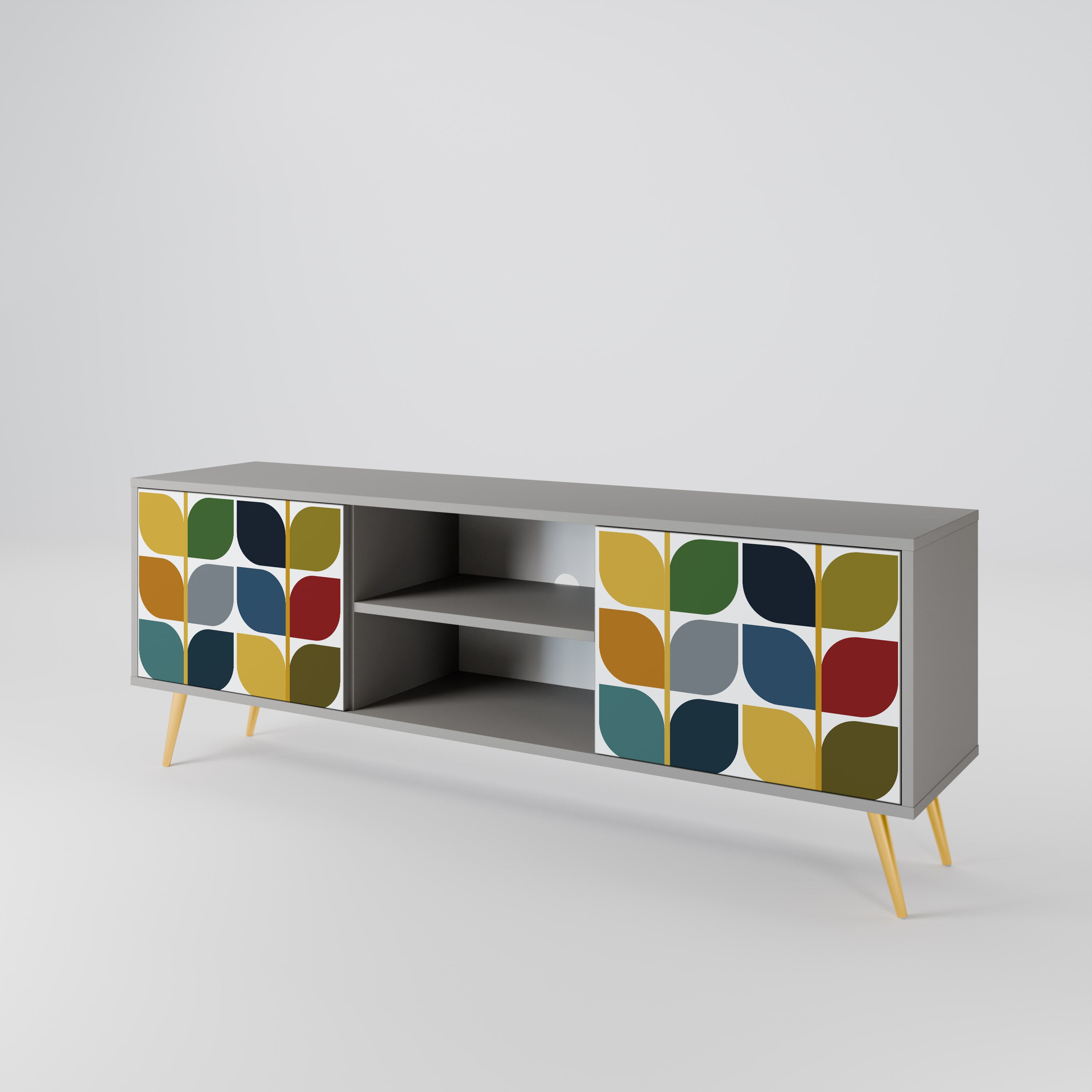 WEIGHTLESS HOURS 2-Door TV Stand in Grey Finish