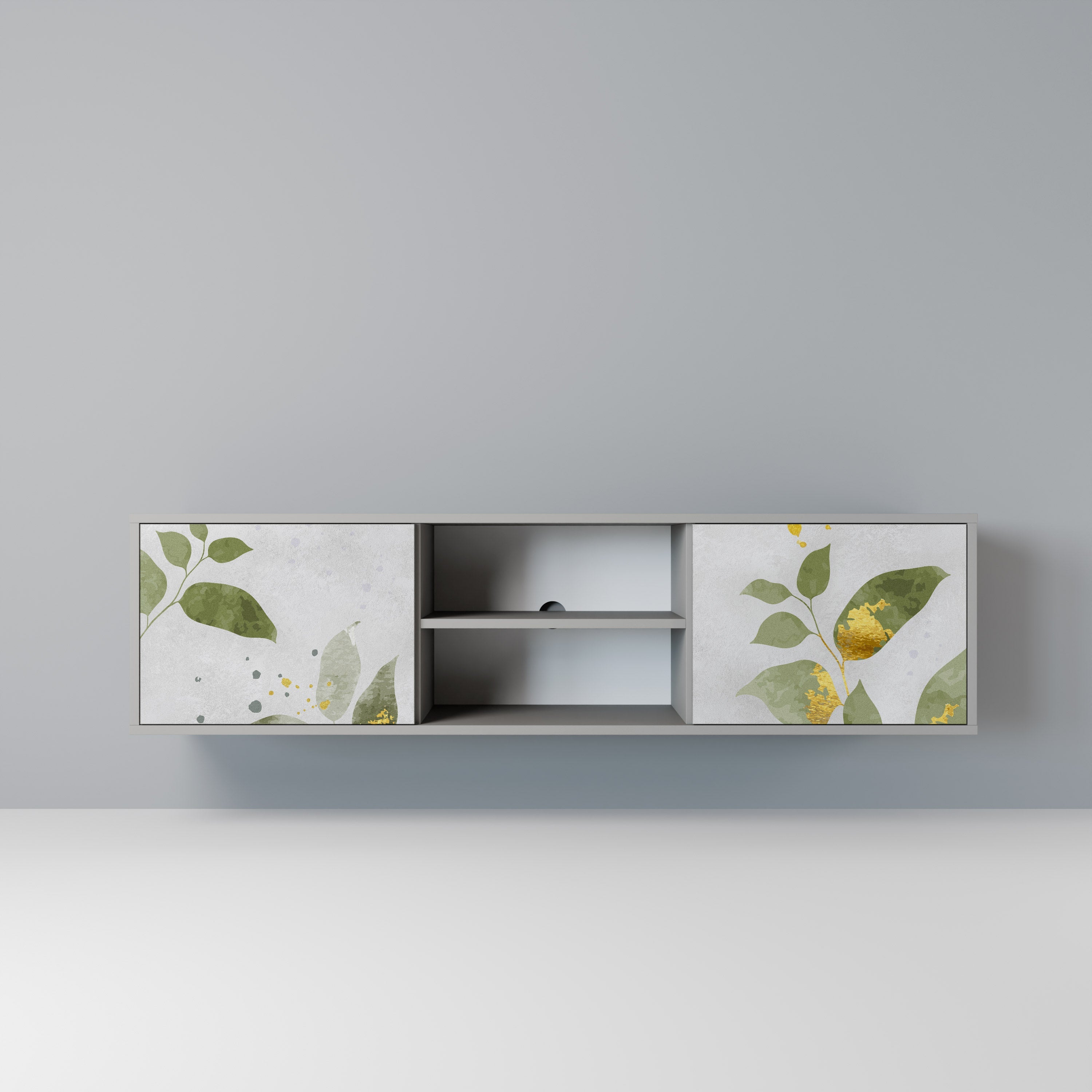 ELEGANT BOTANICS 2-Door TV Stand in Grey Finish