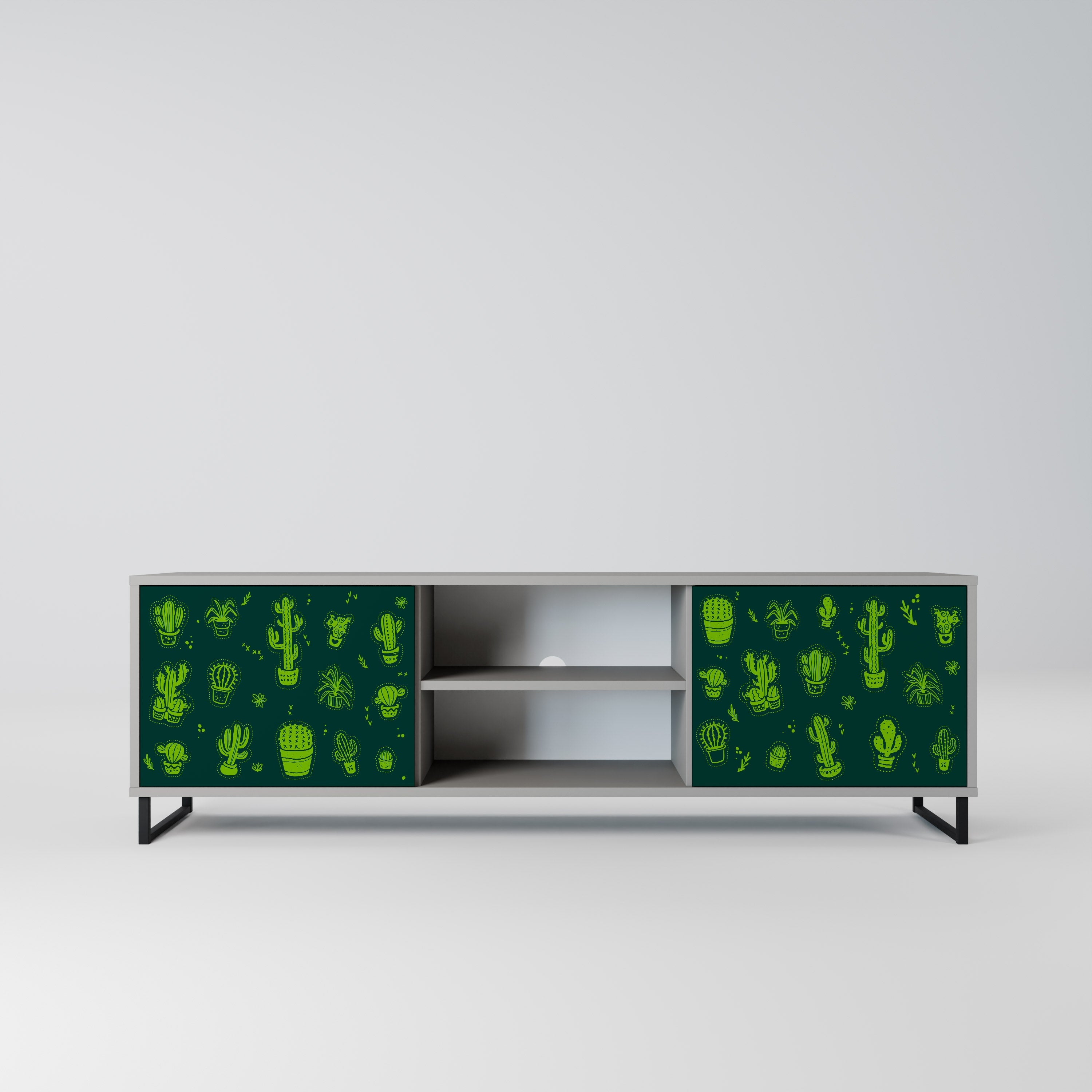 DESERT GREEN 2-Door TV Stand in Grey Finish