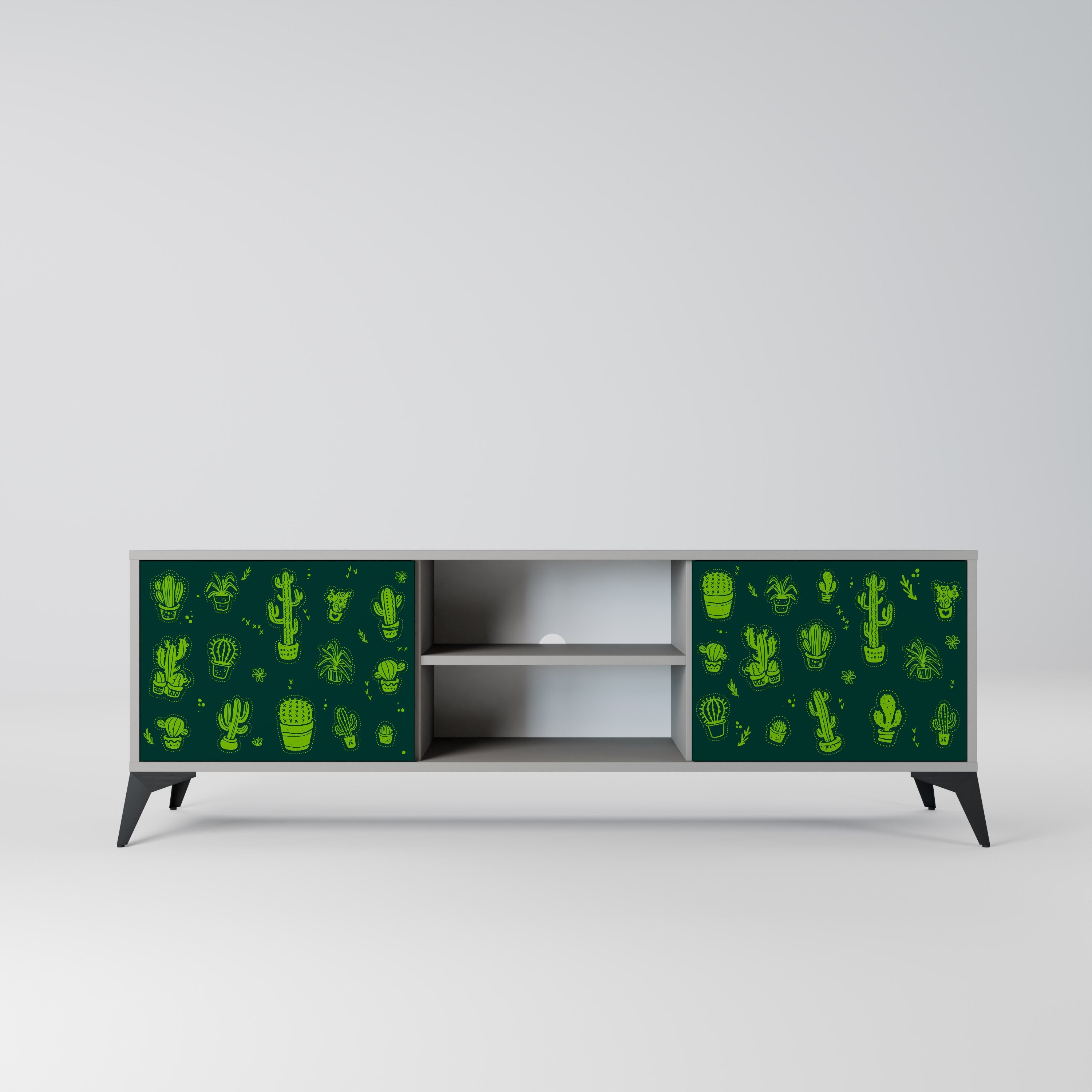 DESERT GREEN 2-Door TV Stand in Grey Finish