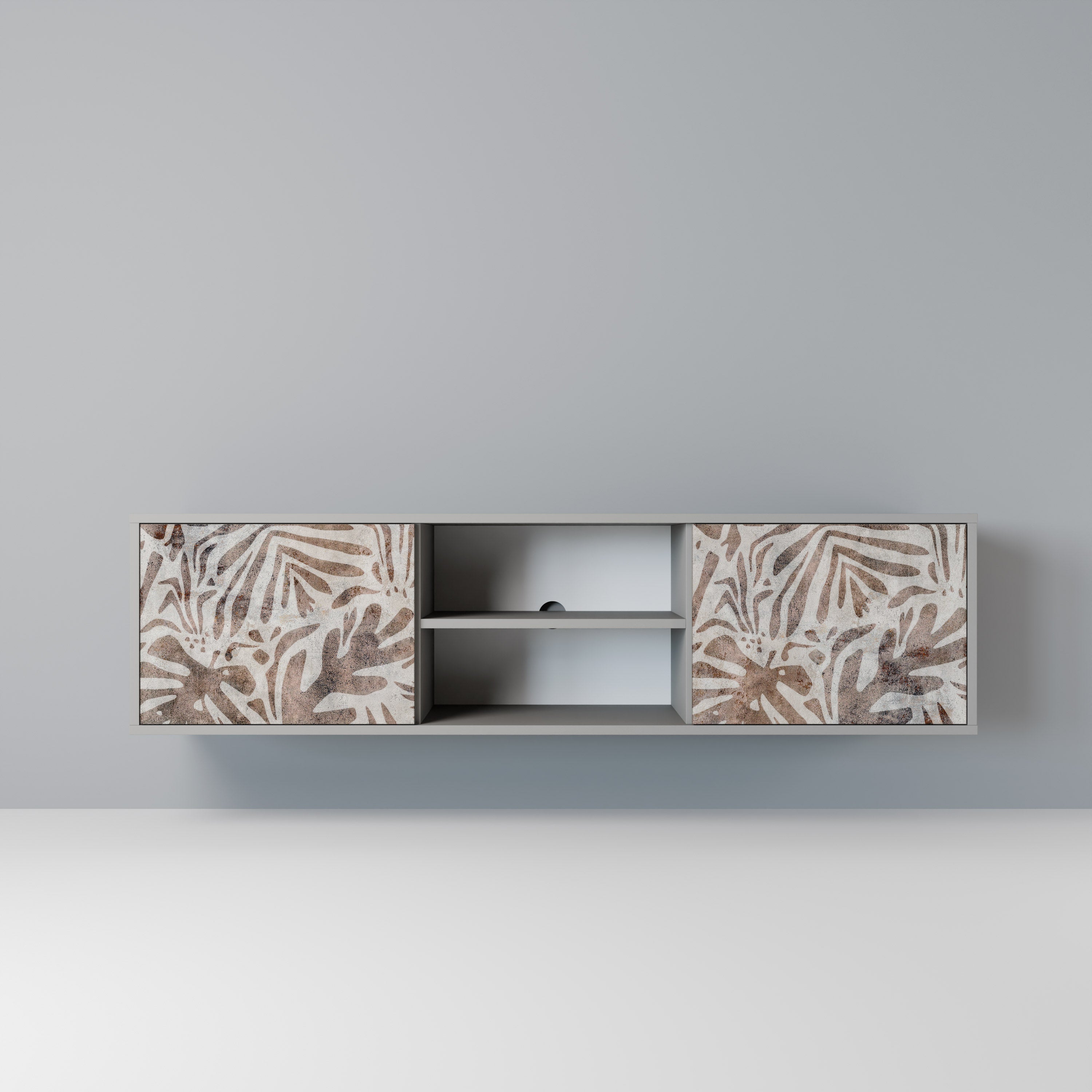 PASSING TIME 2-Door TV Stand in Grey Finish