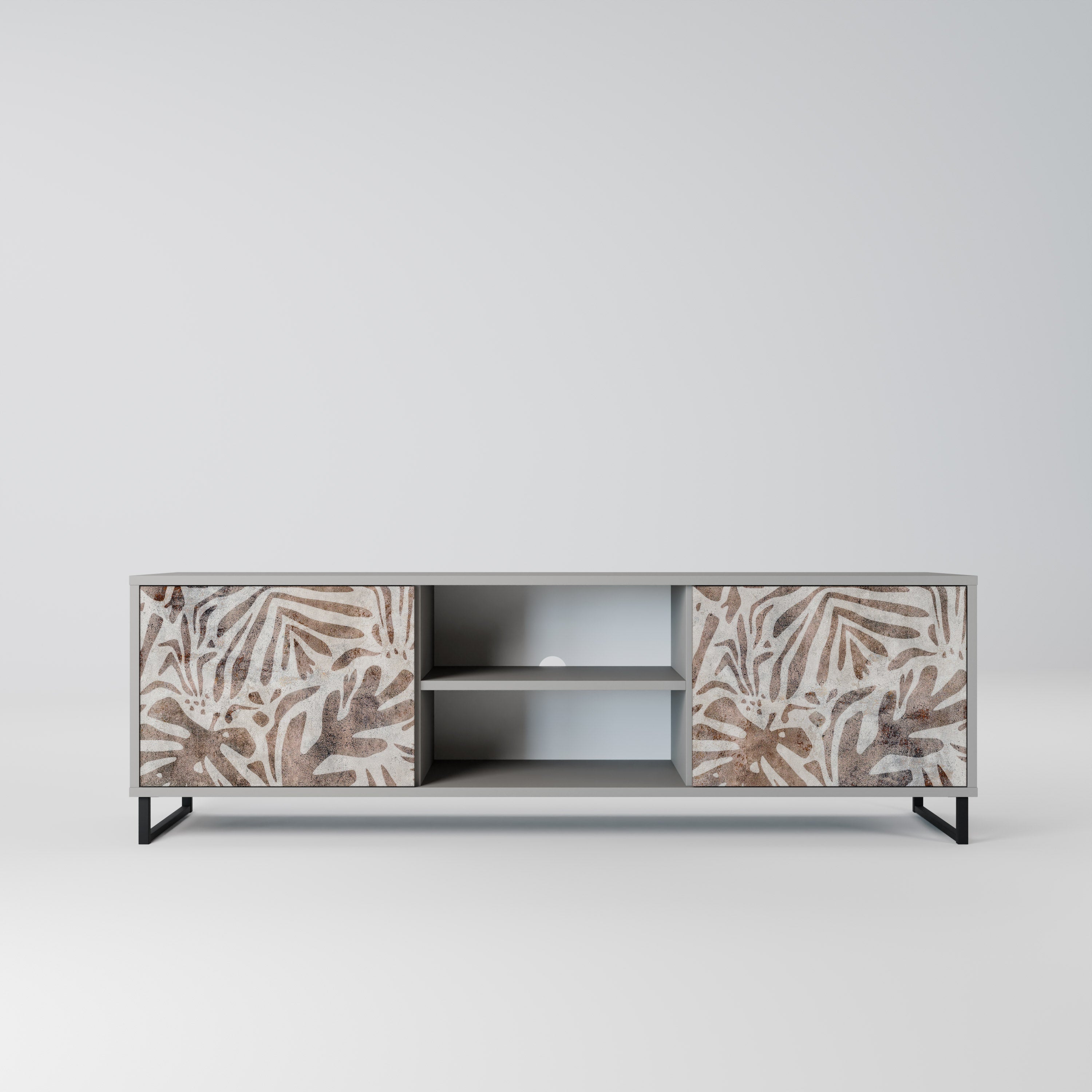 PASSING TIME 2-Door TV Stand in Grey Finish