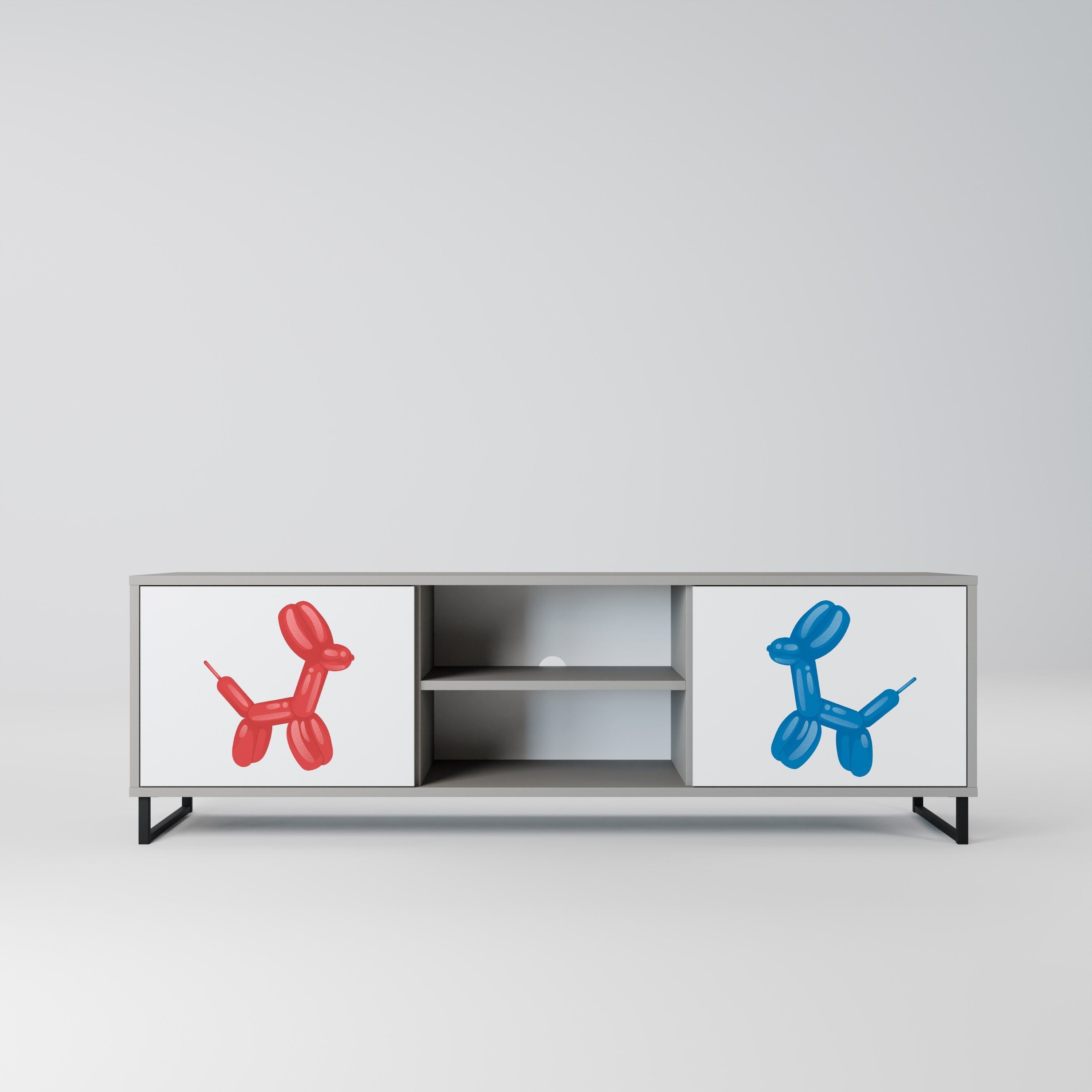 CHILDHOOD MEMORY 2-Door TV Stand in Grey Finish