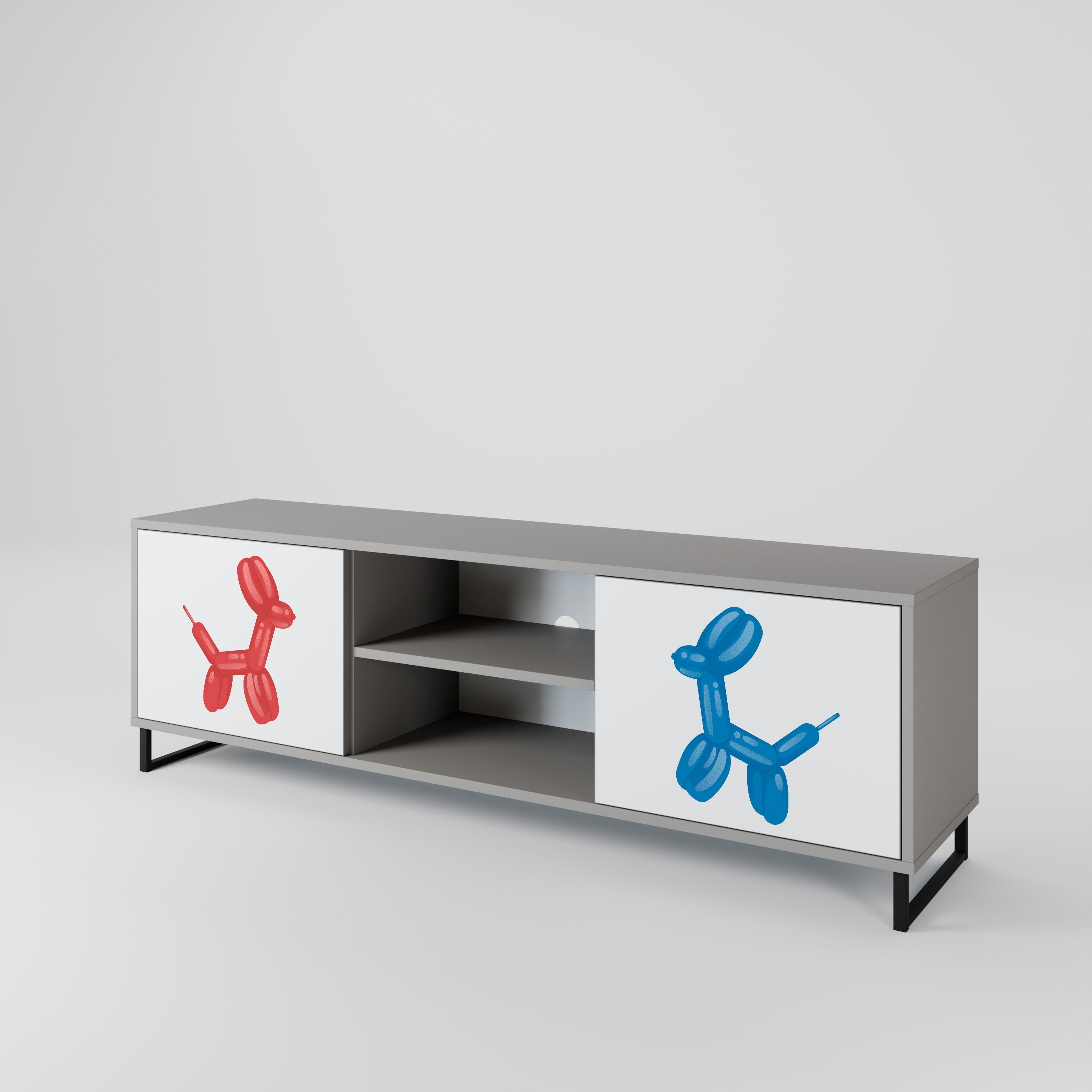 CHILDHOOD MEMORY 2-Door TV Stand in Grey Finish