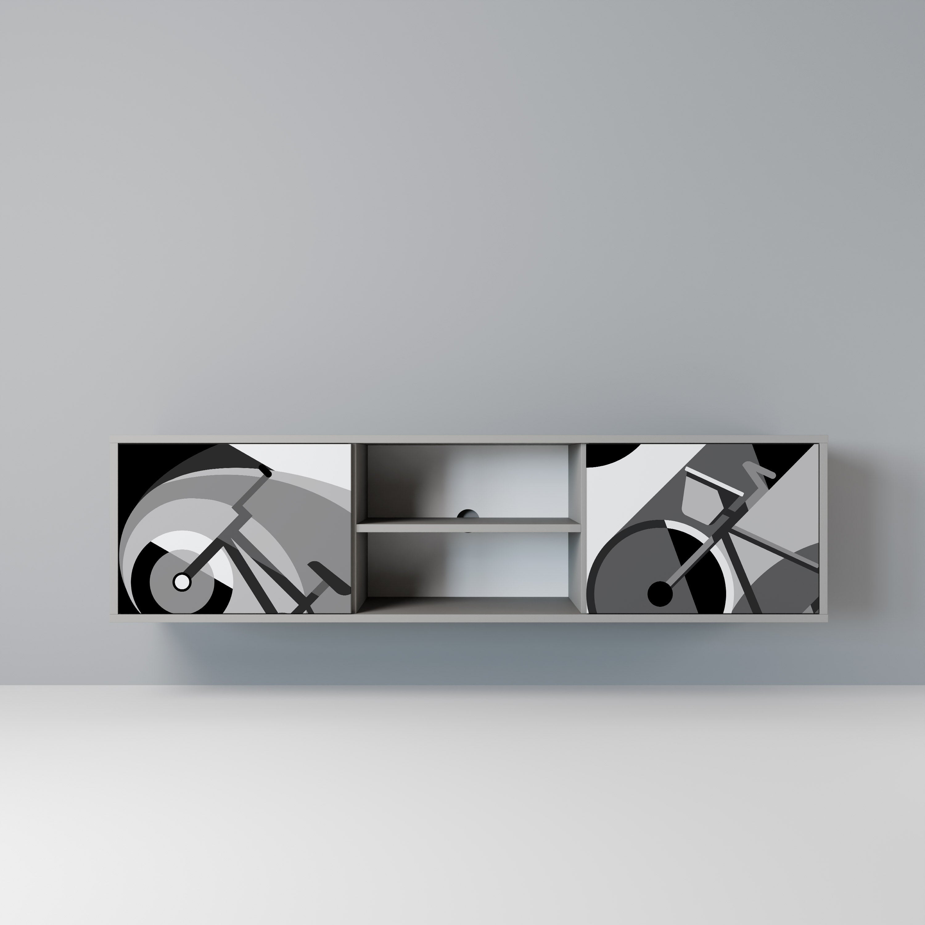 Meuble TV 2 portes BIKE ENERGY finition grise