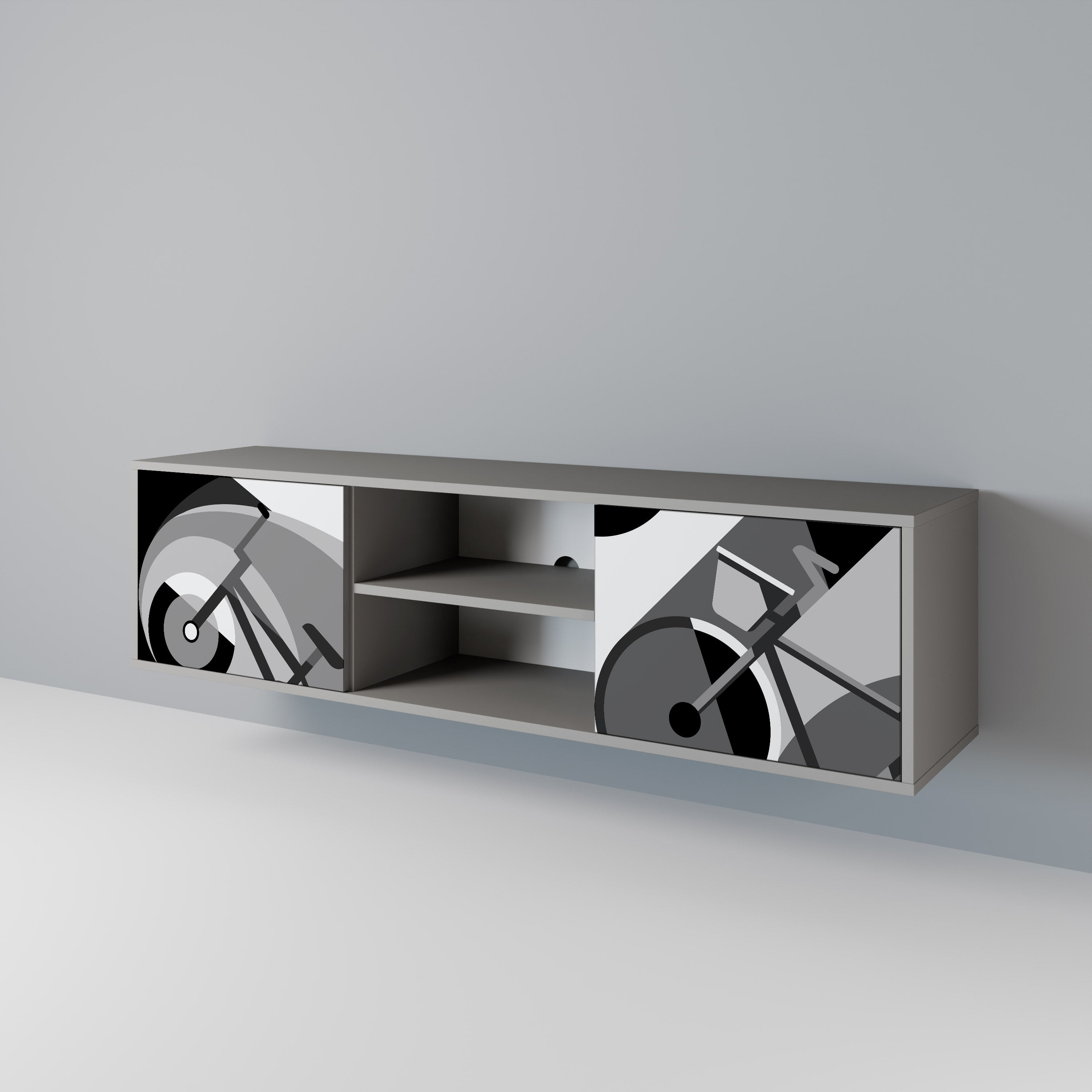 Meuble TV 2 portes BIKE ENERGY finition grise