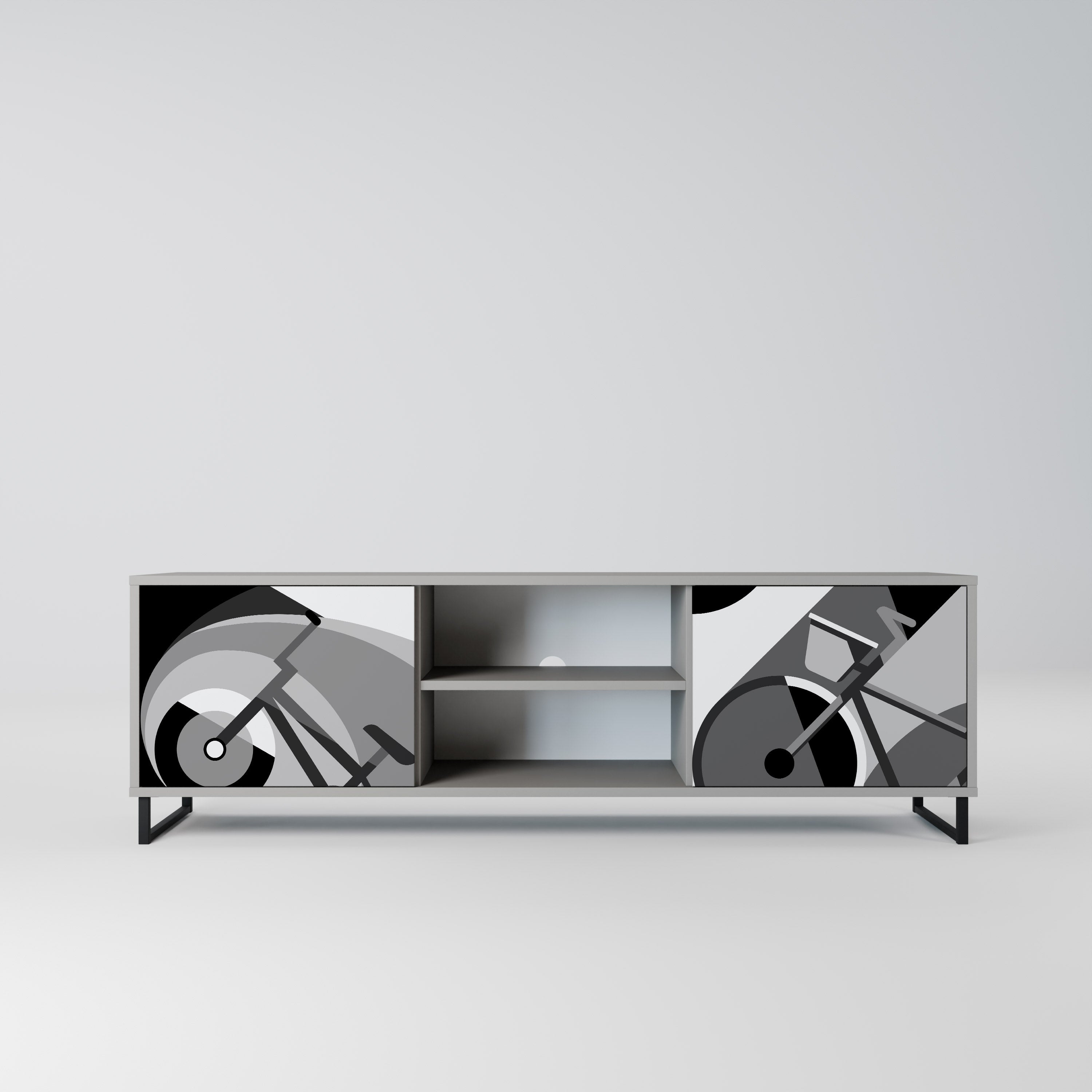 Meuble TV 2 portes BIKE ENERGY finition grise