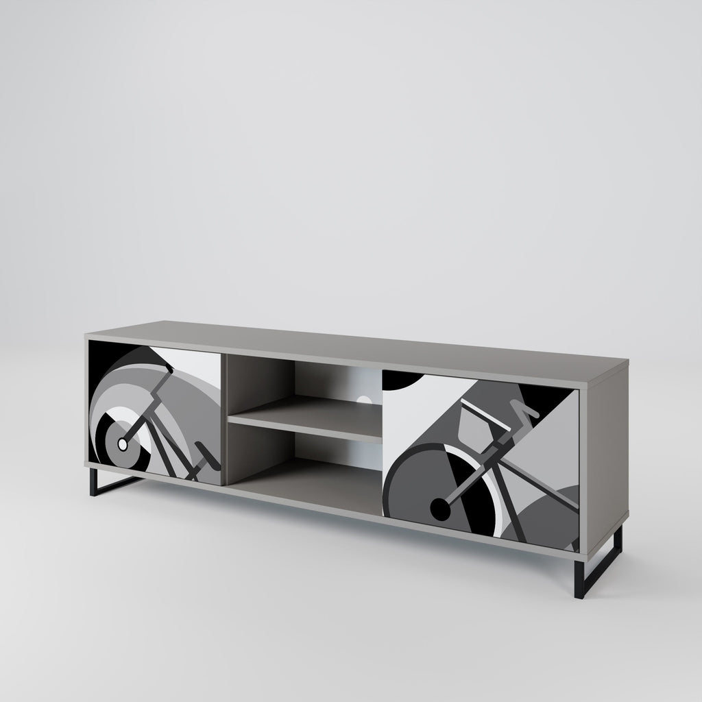 Meuble TV 2 portes BIKE ENERGY finition grise