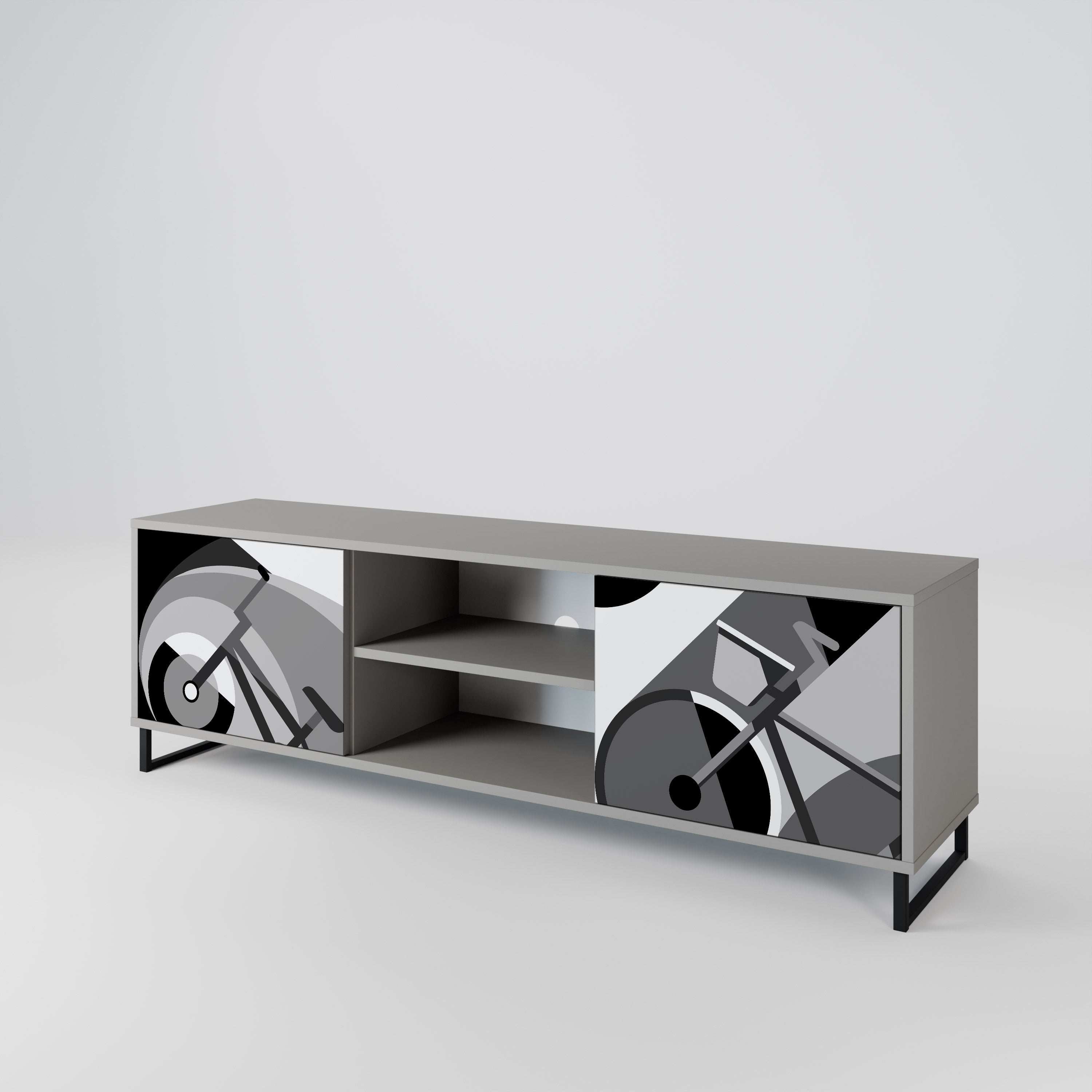 Meuble TV 2 portes BIKE ENERGY finition grise