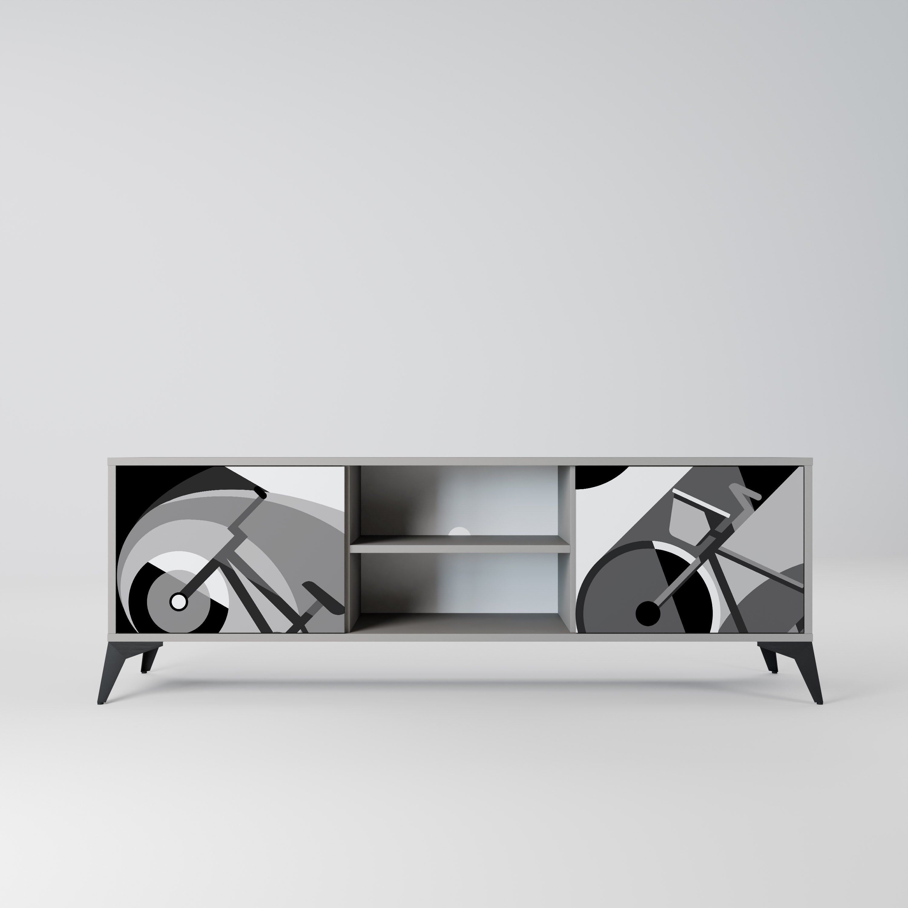 Meuble TV 2 portes BIKE ENERGY finition grise