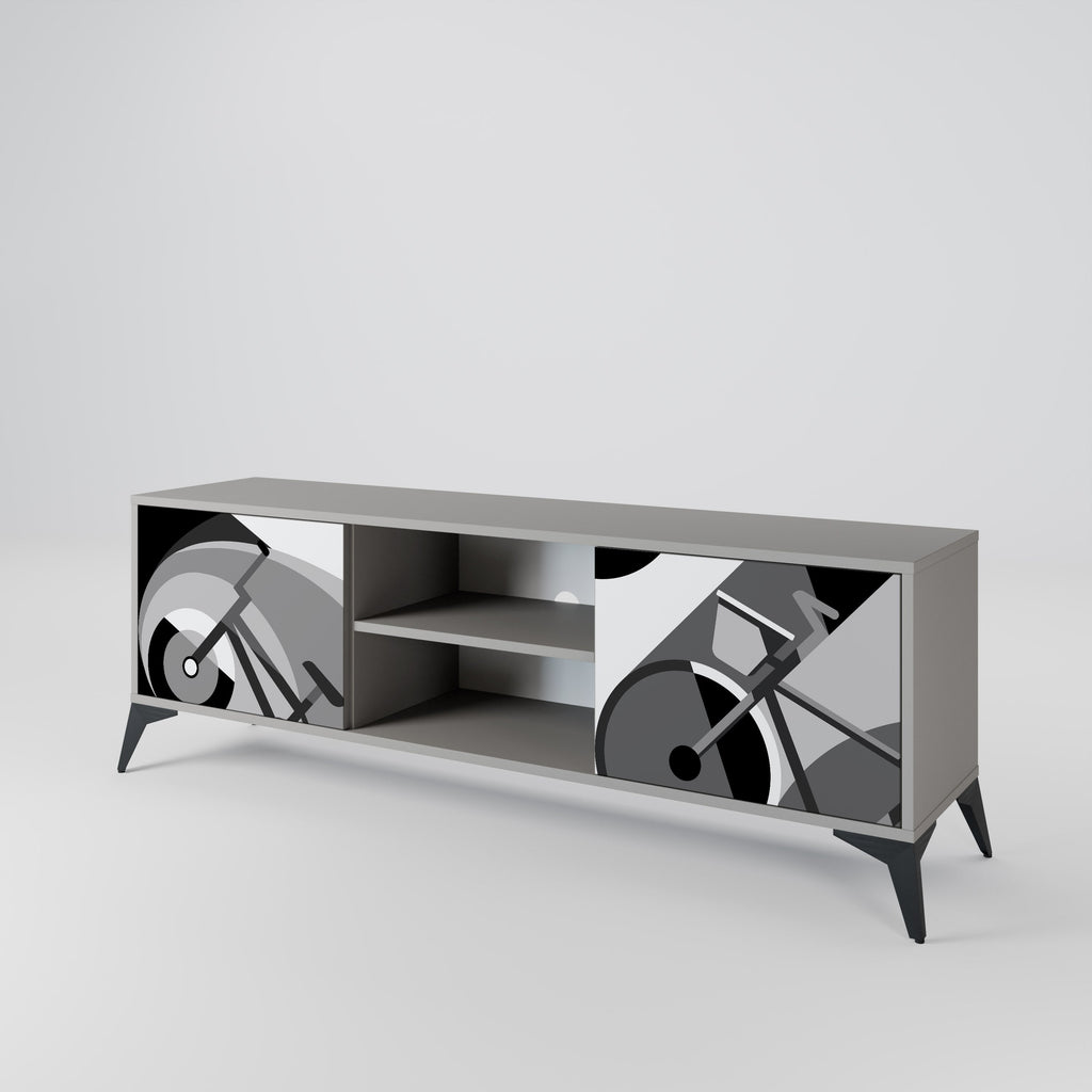 Meuble TV 2 portes BIKE ENERGY finition grise