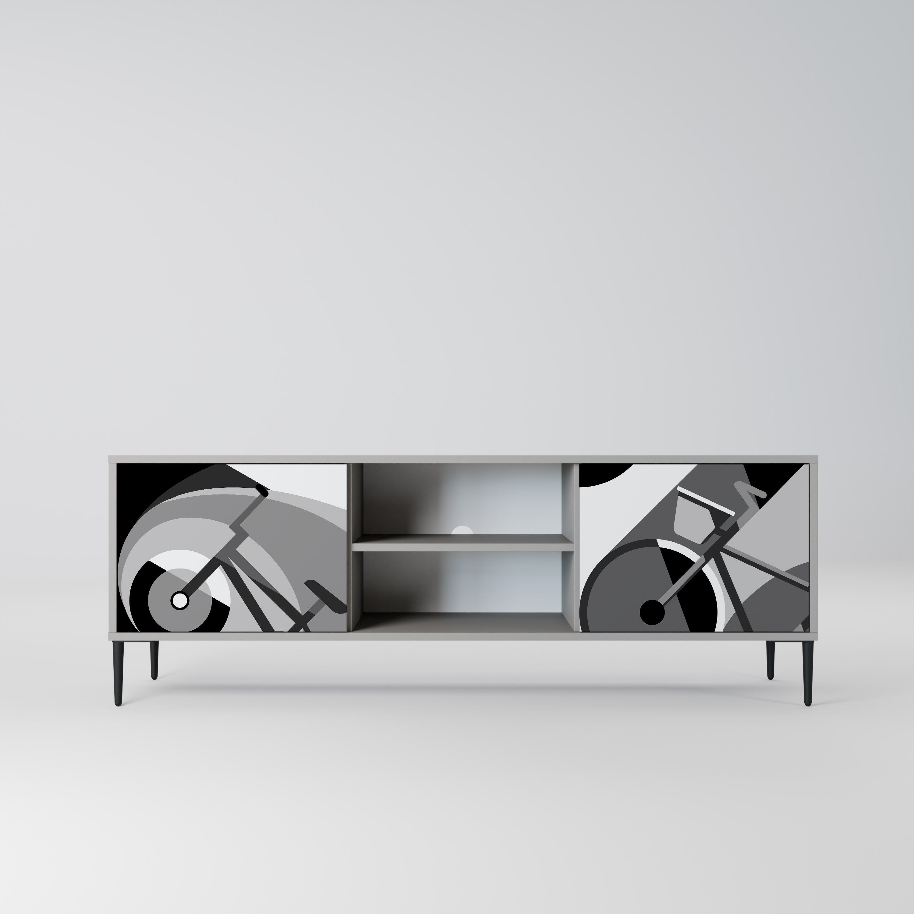 Meuble TV 2 portes BIKE ENERGY finition grise