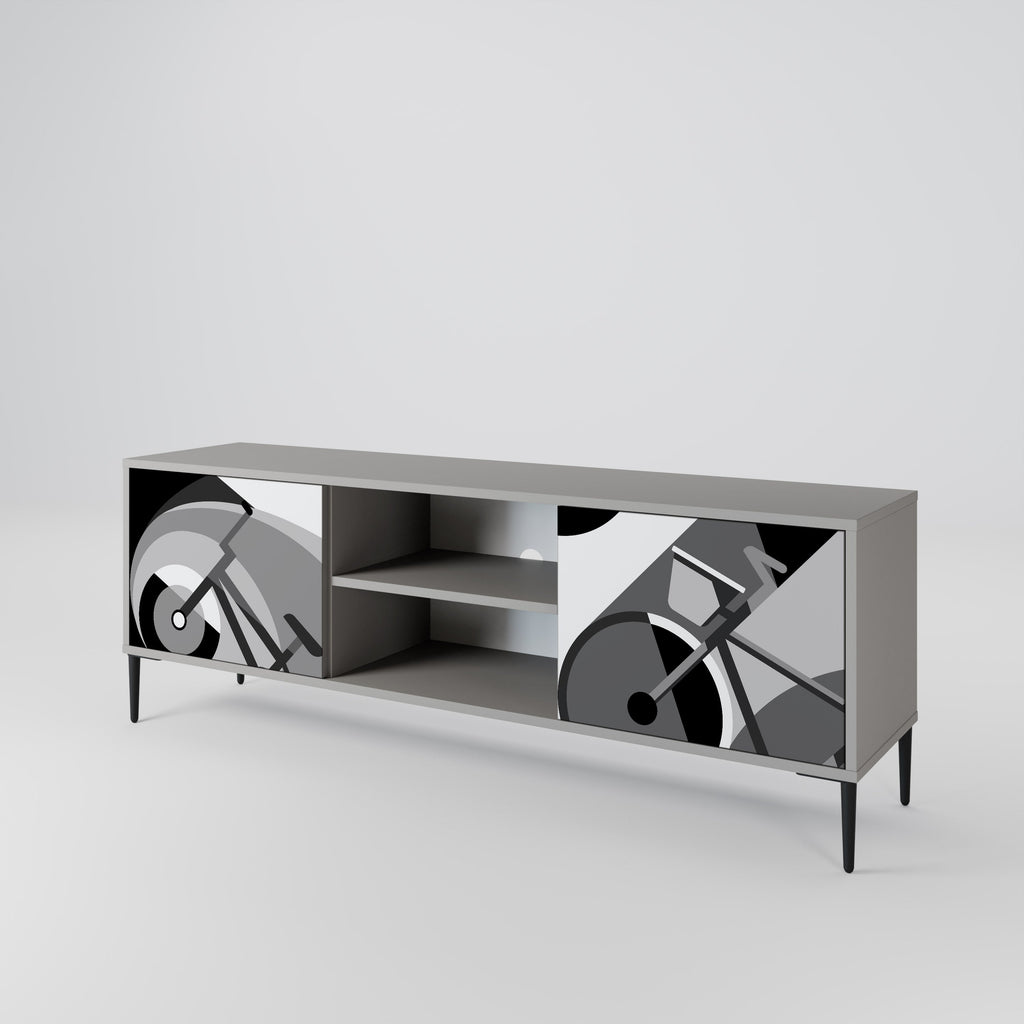 Meuble TV 2 portes BIKE ENERGY finition grise