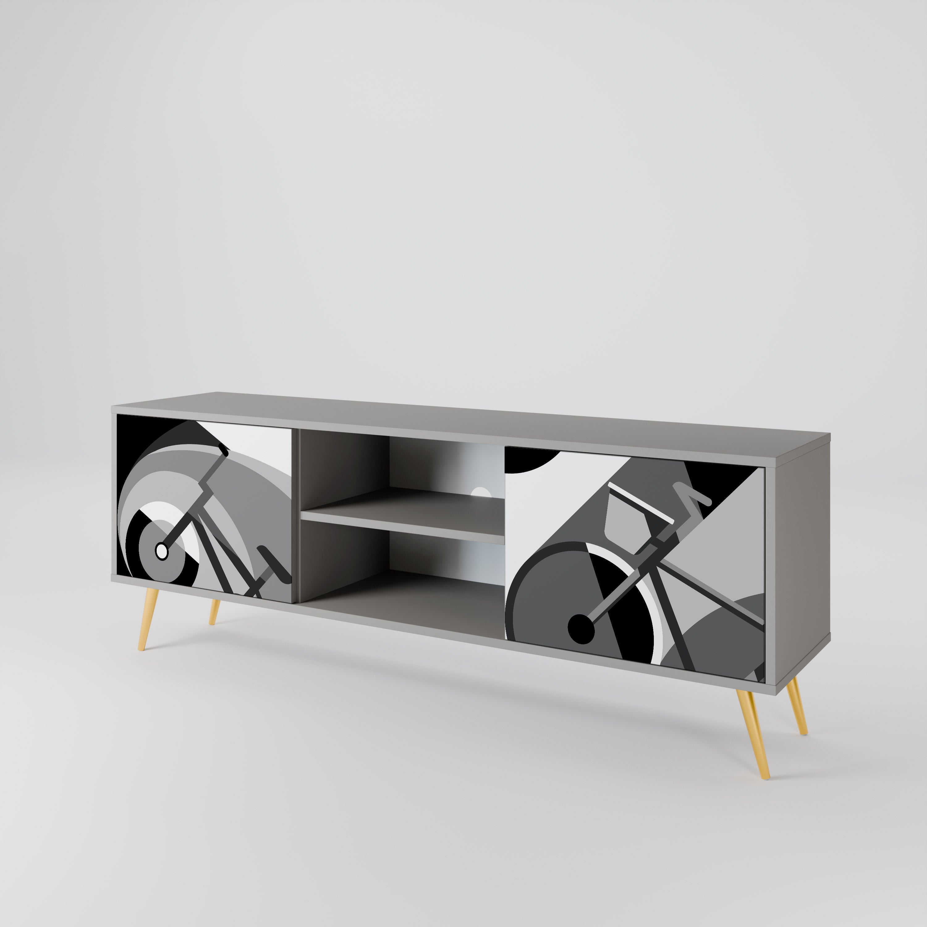 Meuble TV 2 portes BIKE ENERGY finition grise