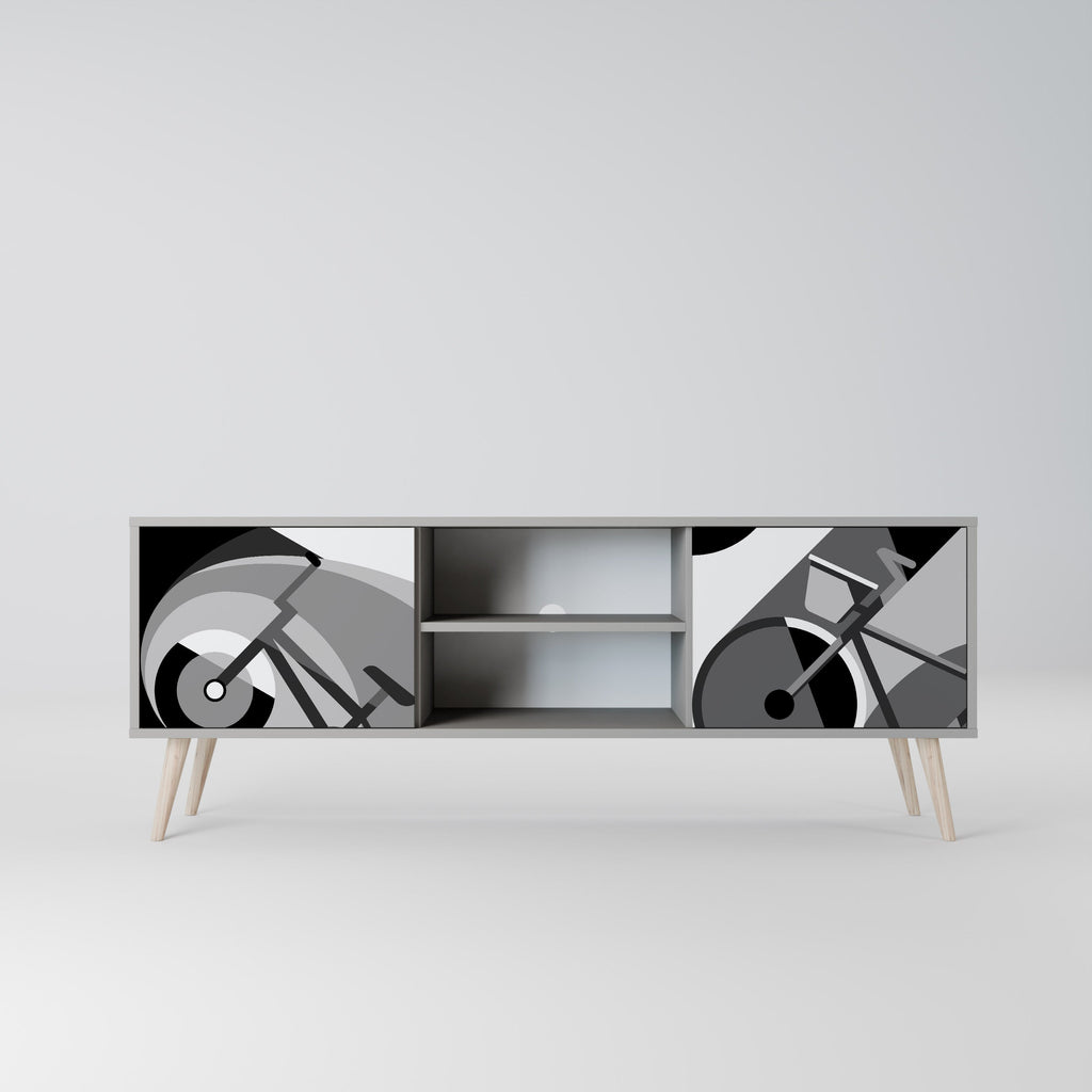 Meuble TV 2 portes BIKE ENERGY finition grise