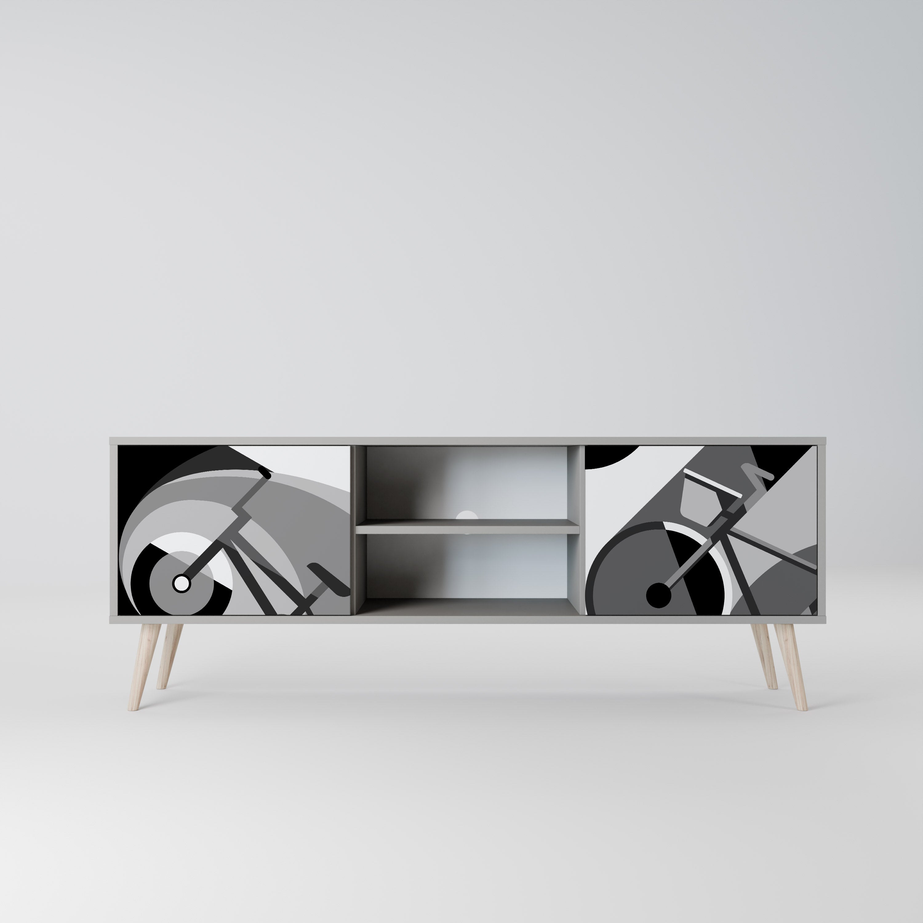 Meuble TV 2 portes BIKE ENERGY finition grise