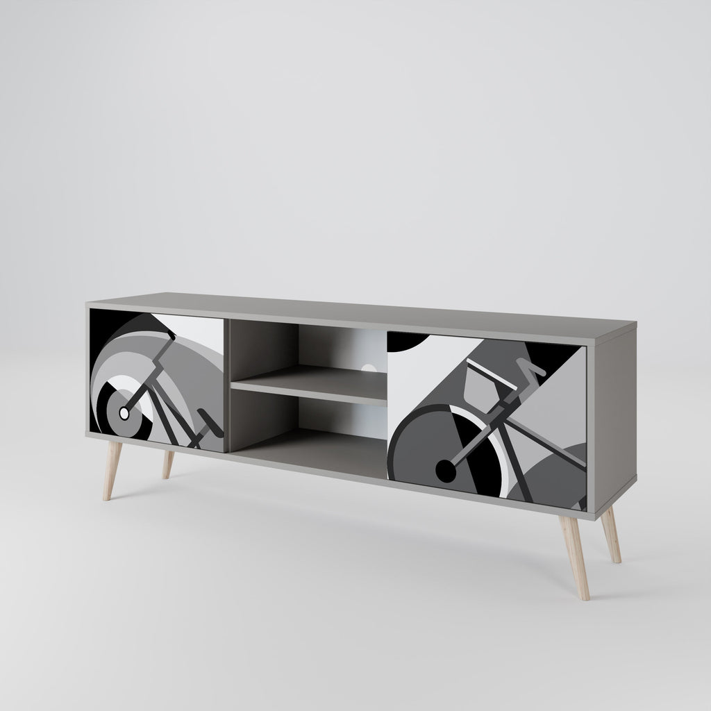 Meuble TV 2 portes BIKE ENERGY finition grise