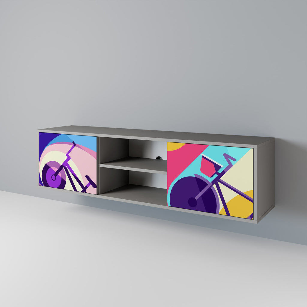 Meuble TV 2 portes BIKE DREAMS finition grise