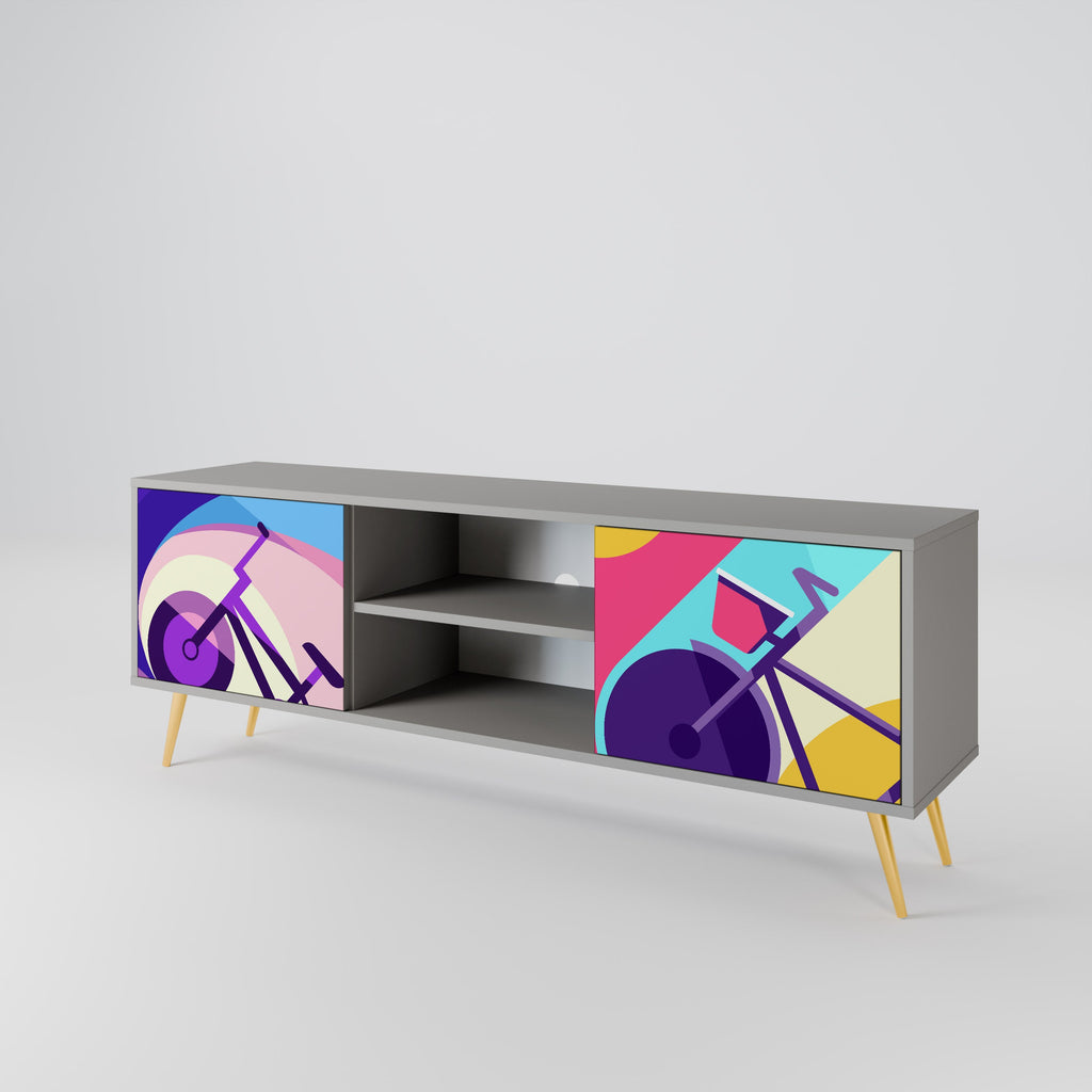 Meuble TV 2 portes BIKE DREAMS finition grise