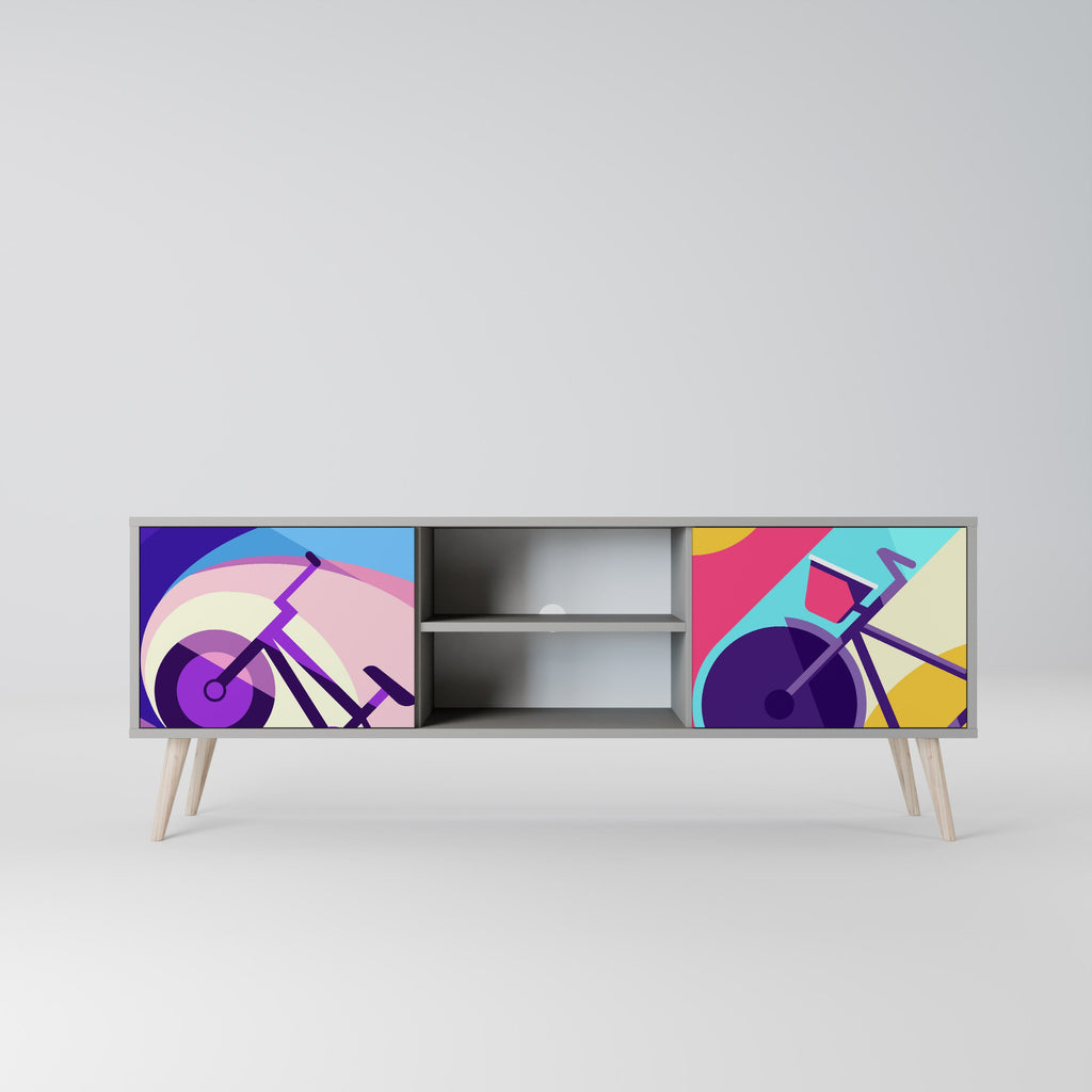 Meuble TV 2 portes BIKE DREAMS finition grise