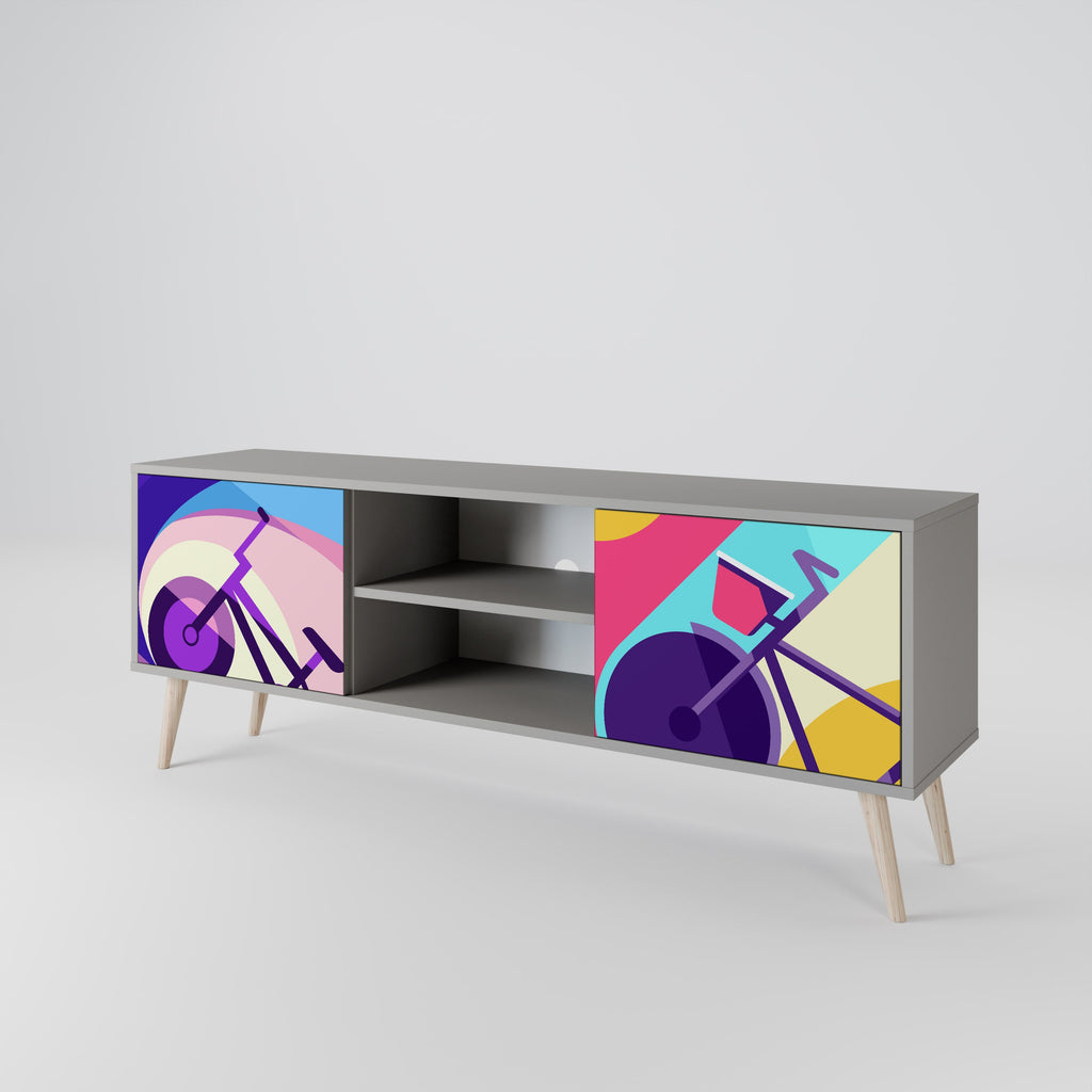 Meuble TV 2 portes BIKE DREAMS finition grise