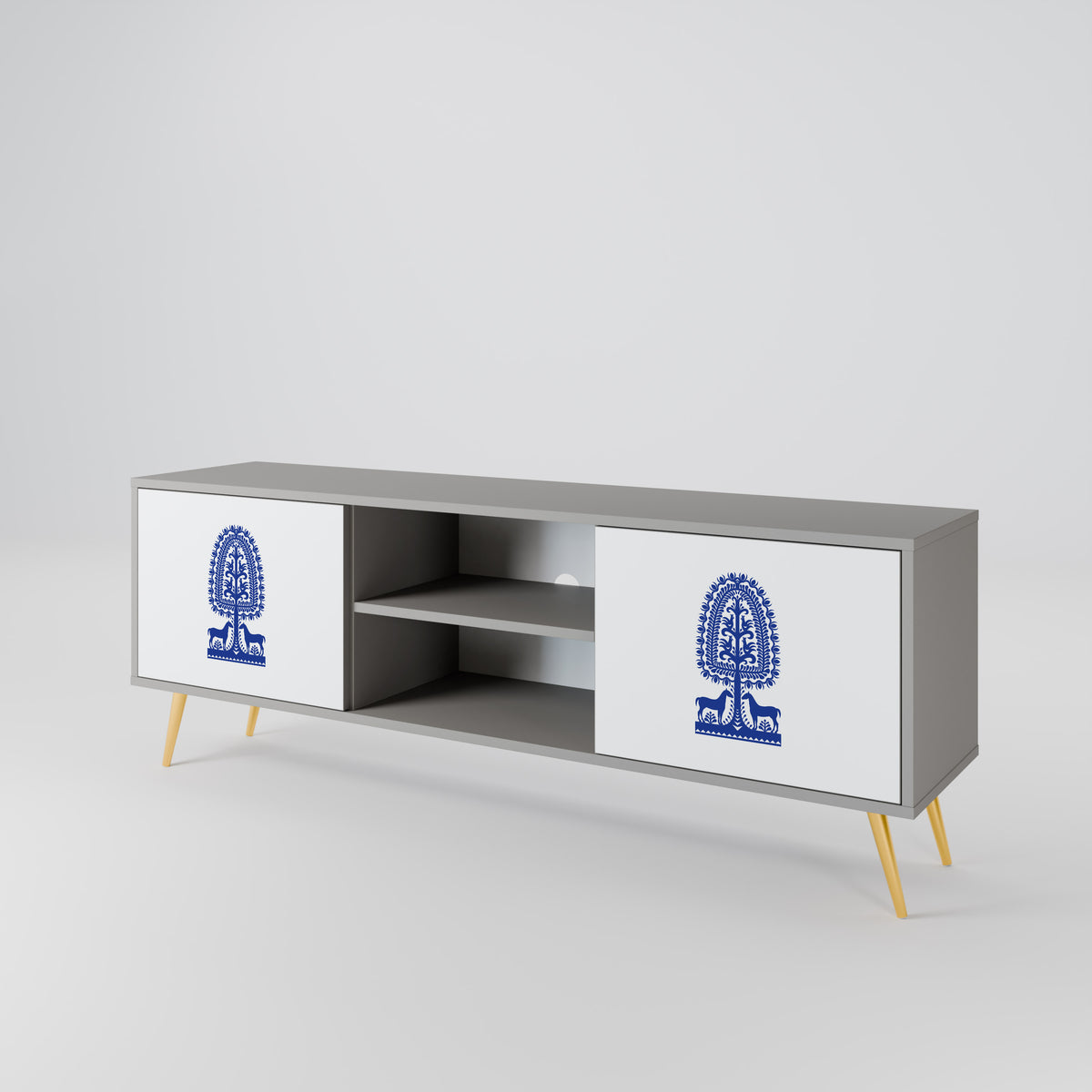POLISH FOLK ART 2-Door TV Cabinet