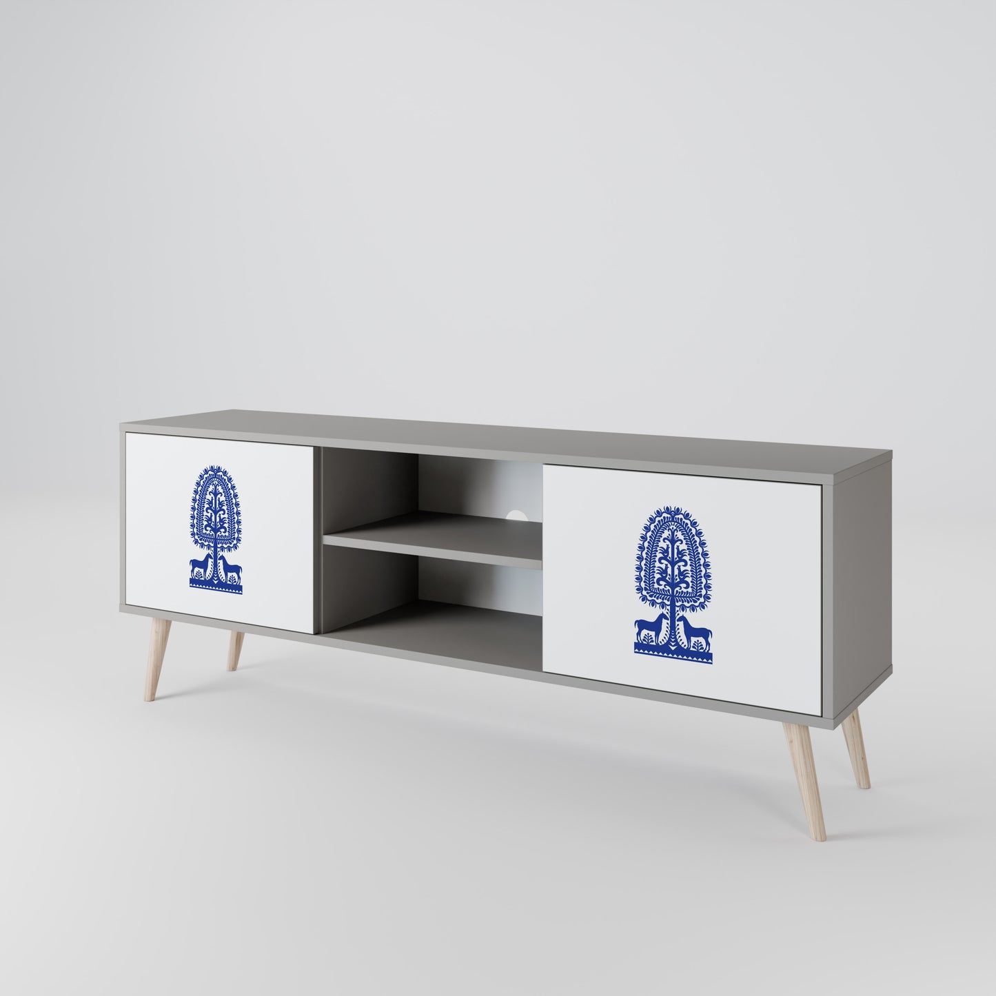 POLISH FOLK ART 2-Door TV Cabinet