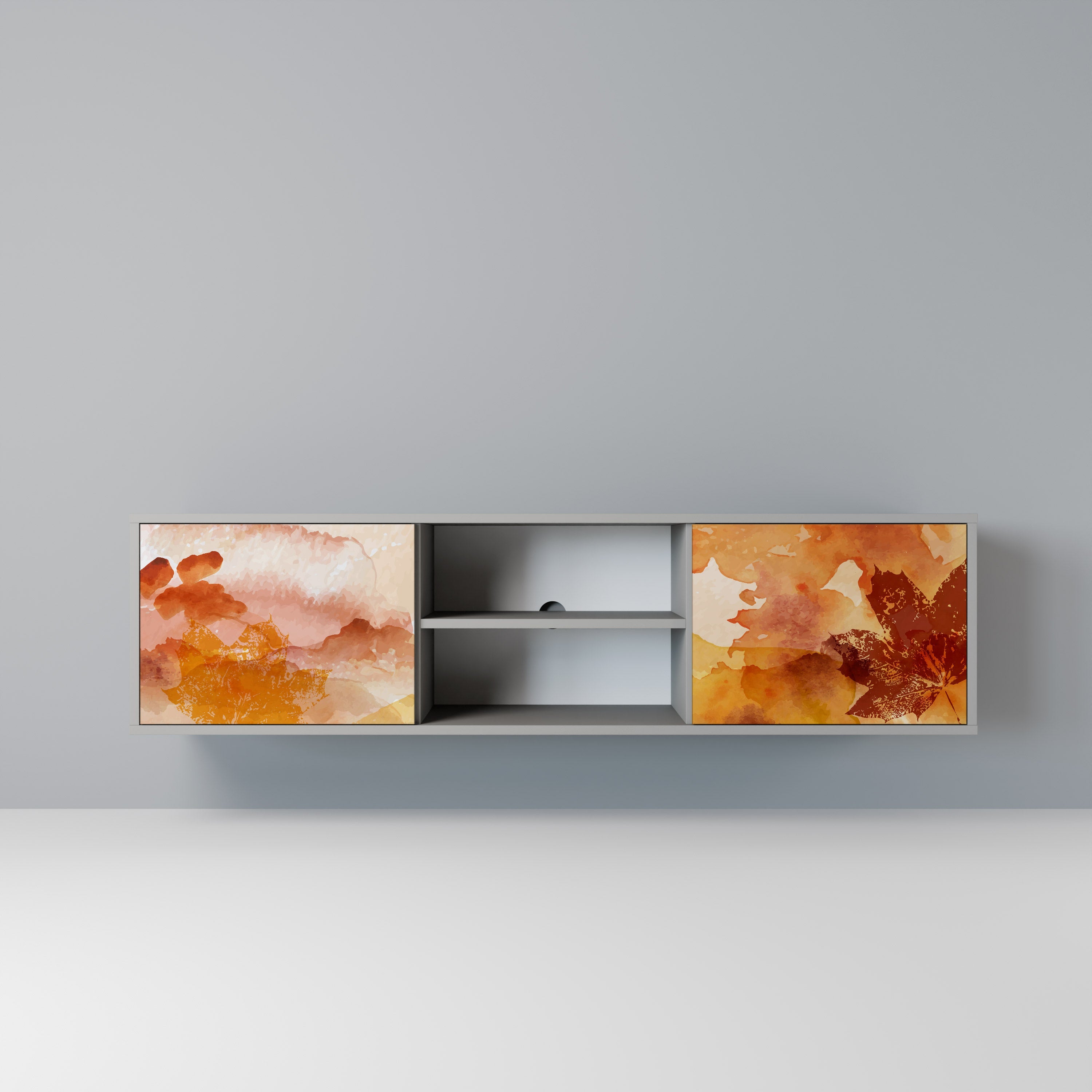 TRACES OF AUTUMN 2-Door TV Stand in Grey Finish