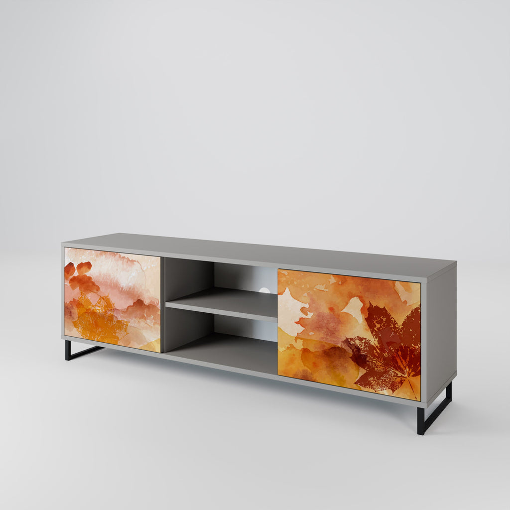 TRACES OF AUTUMN 2-Door TV Stand in Grey Finish