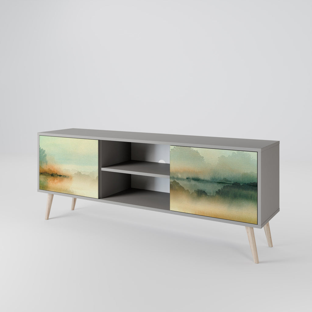 MORNING BY THE LAKE 2-Door TV Stand in Grey Finish