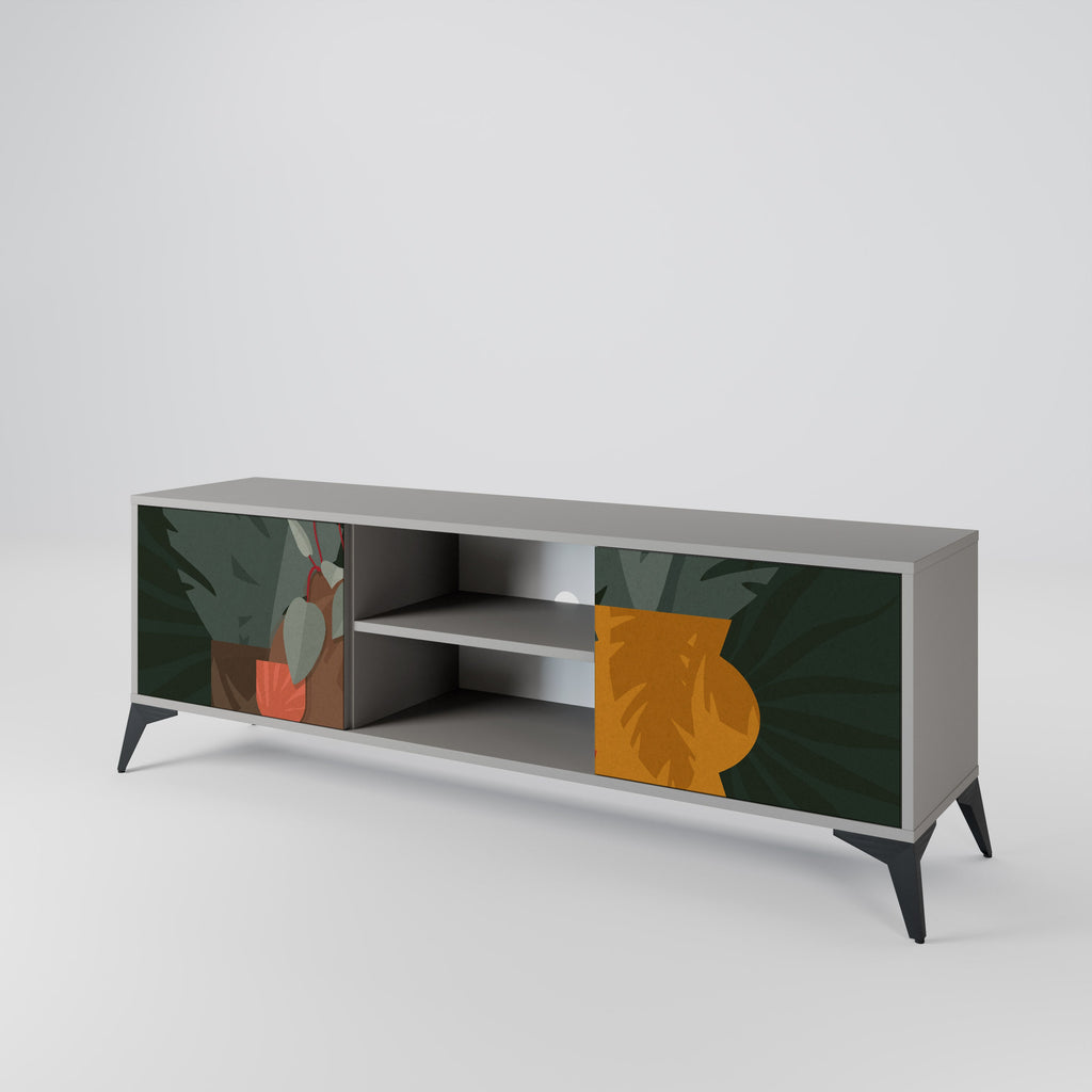 TROPICAL COMPOSITION 2-Door TV Stand in Grey Finish