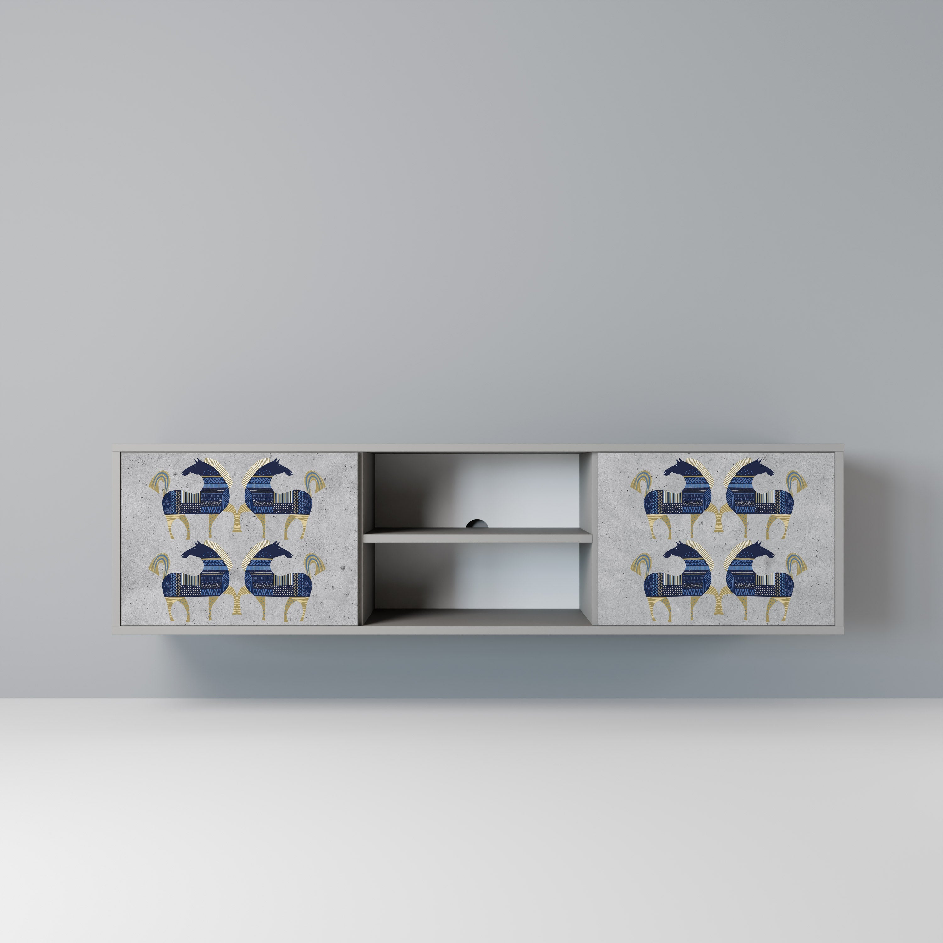 MAJESTIC STEED 2-Door TV Stand in Grey Finish