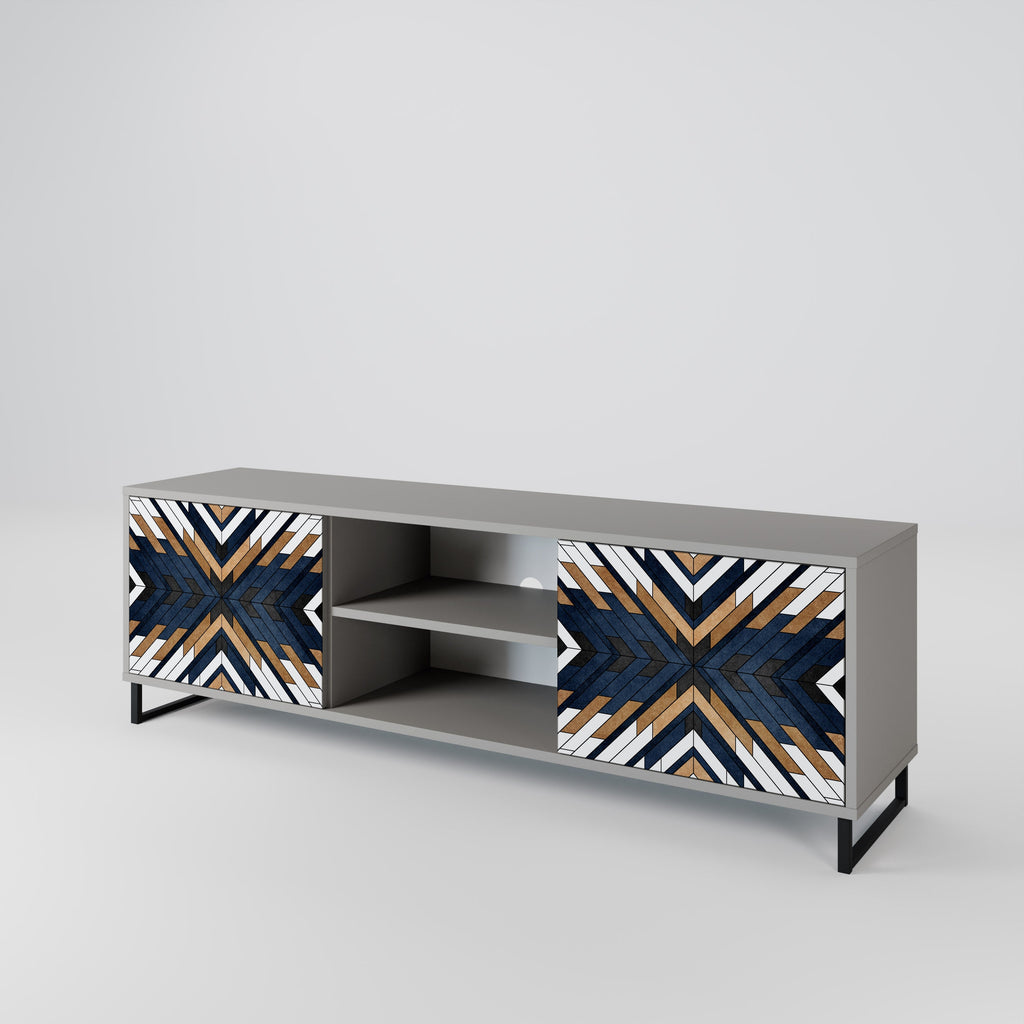 ARTFUL GEOMETRY 2-Door TV Stand in Grey Finish