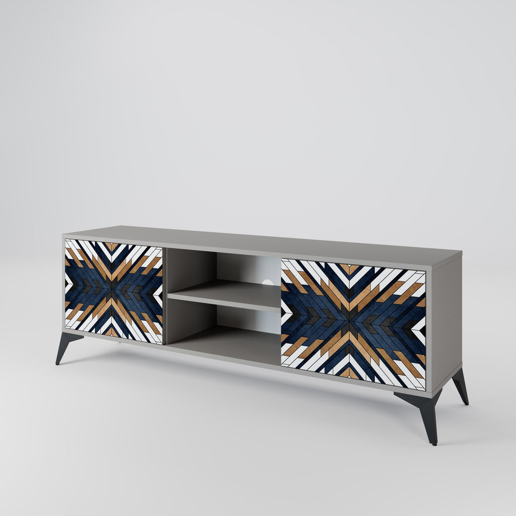 ARTFUL GEOMETRY 2-Door TV Stand in Grey Finish