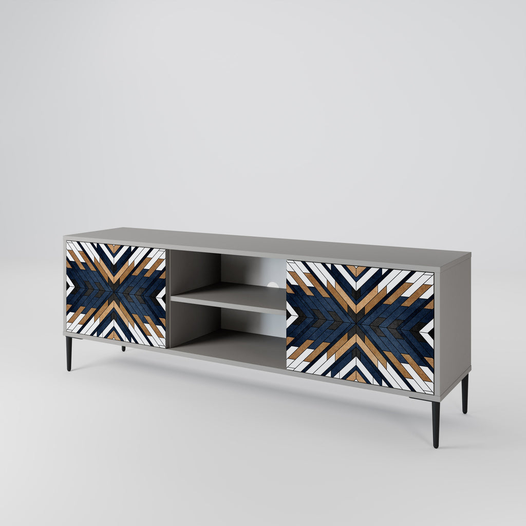 ARTFUL GEOMETRY 2-Door TV Stand in Grey Finish