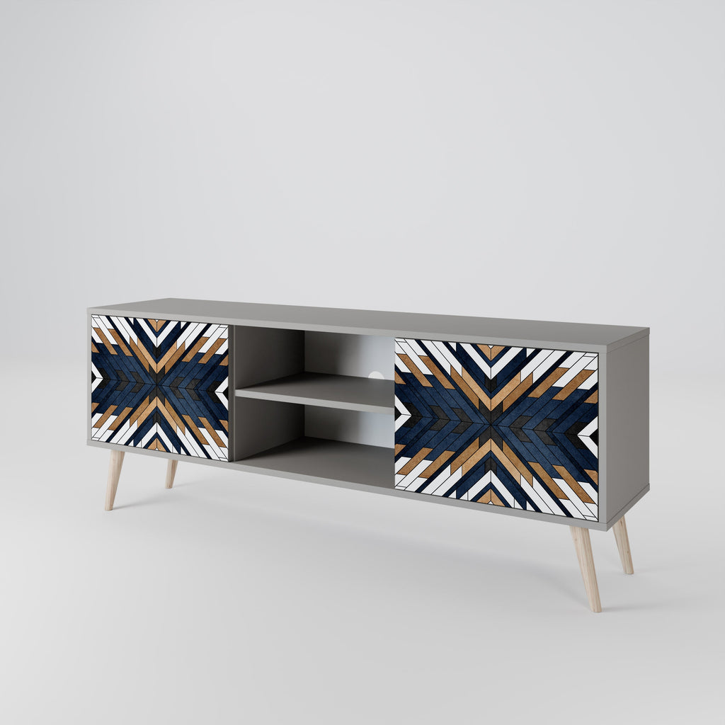 ARTFUL GEOMETRY 2-Door TV Stand in Grey Finish