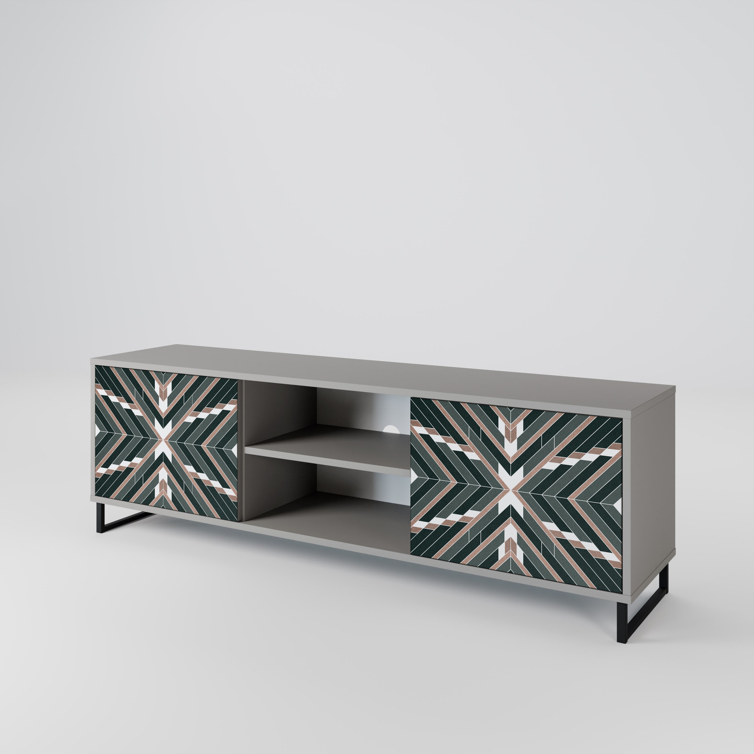 DIMENSION DELIGHTS 2-Door TV Stand in Grey Finish