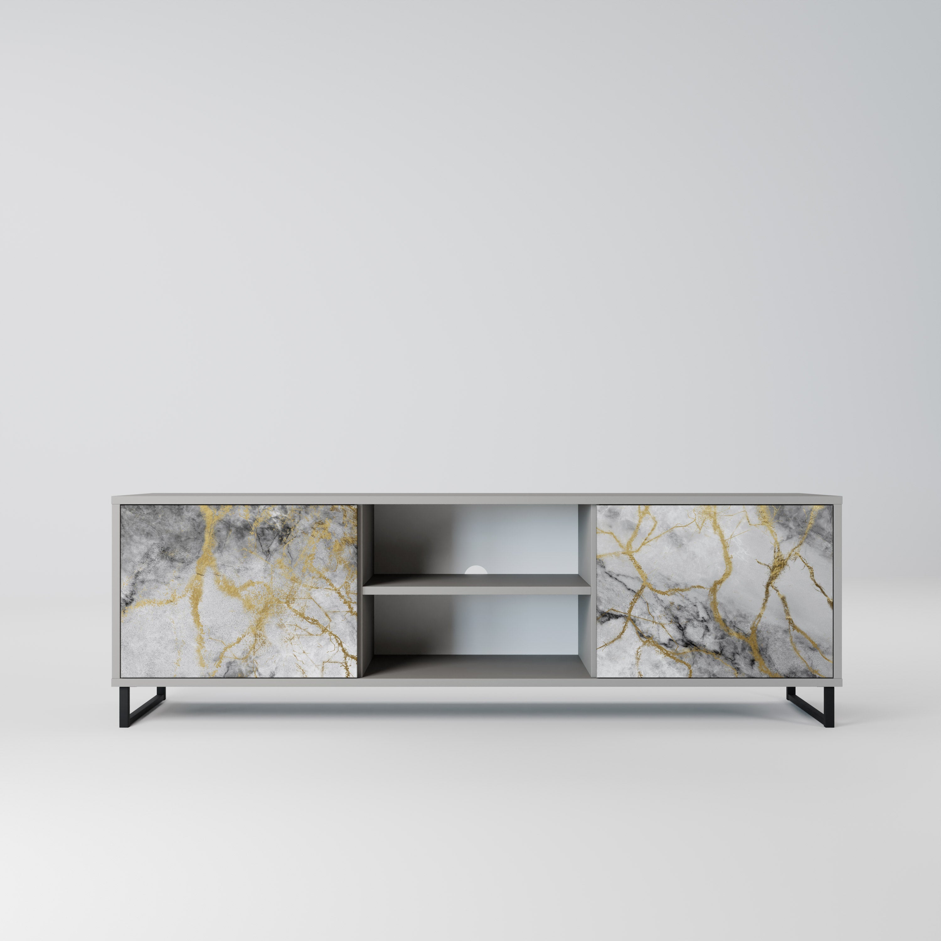 TIMELESS GLIDE 2-Door TV Stand in Grey Finish