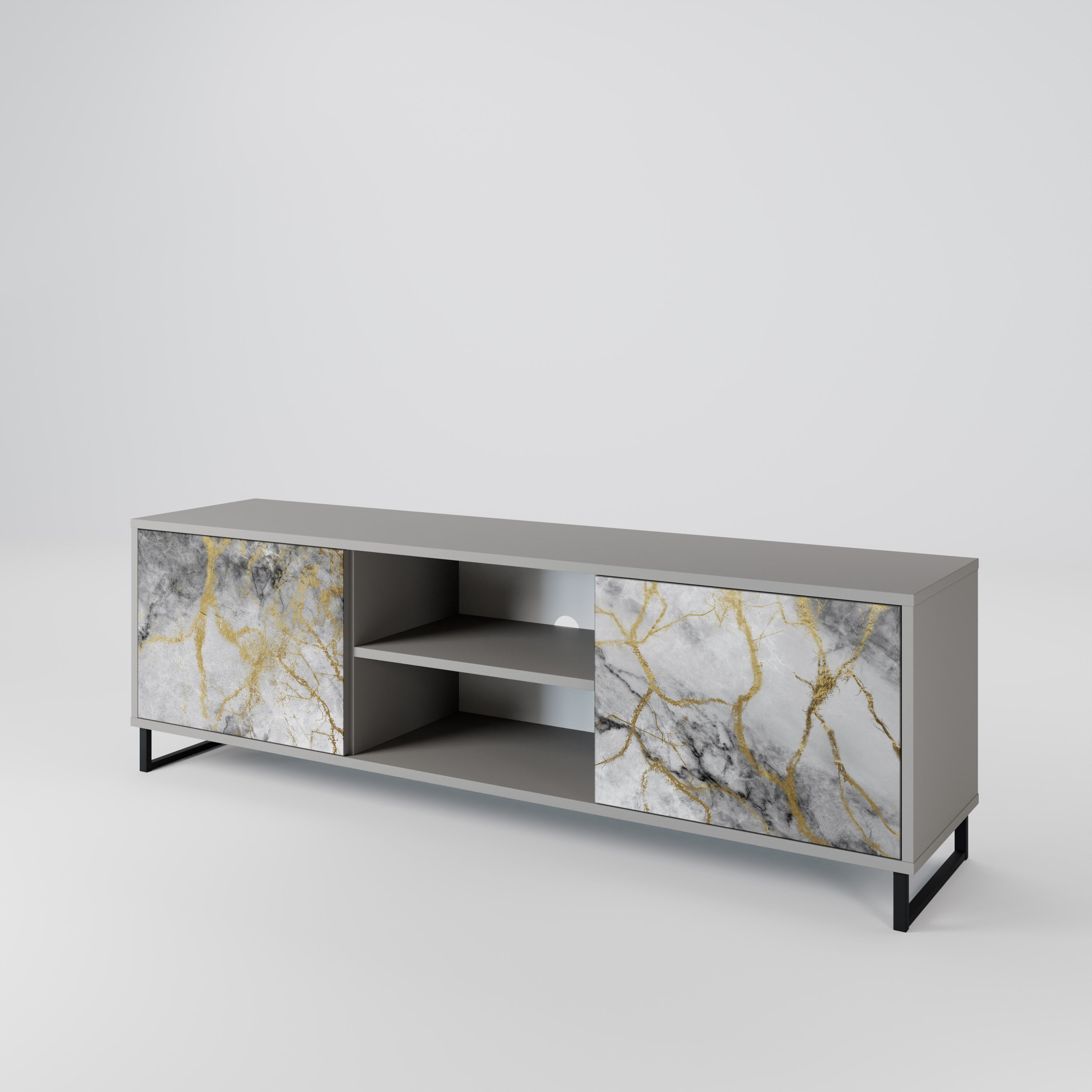 TIMELESS GLIDE 2-Door TV Stand in Grey Finish