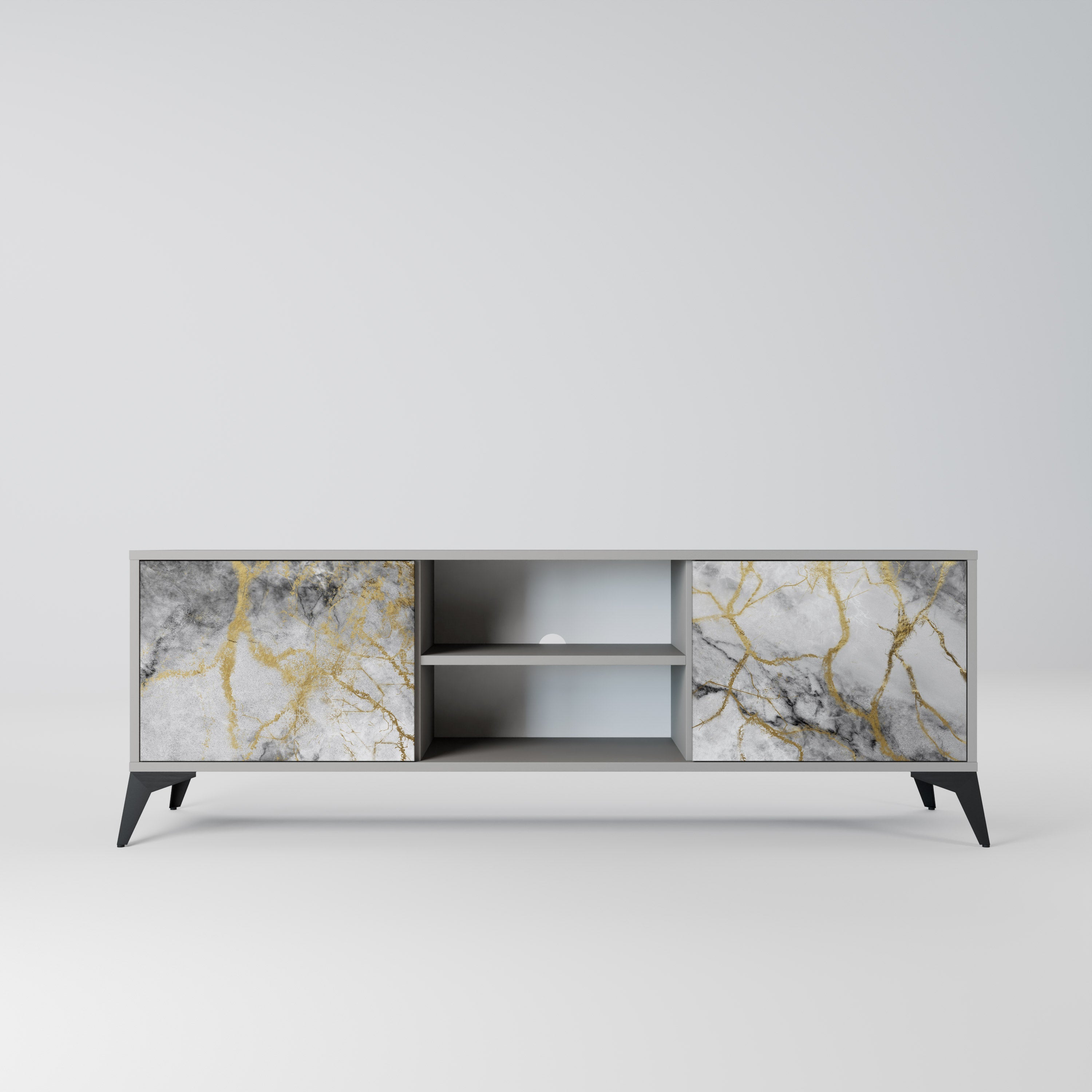 TIMELESS GLIDE 2-Door TV Stand in Grey Finish