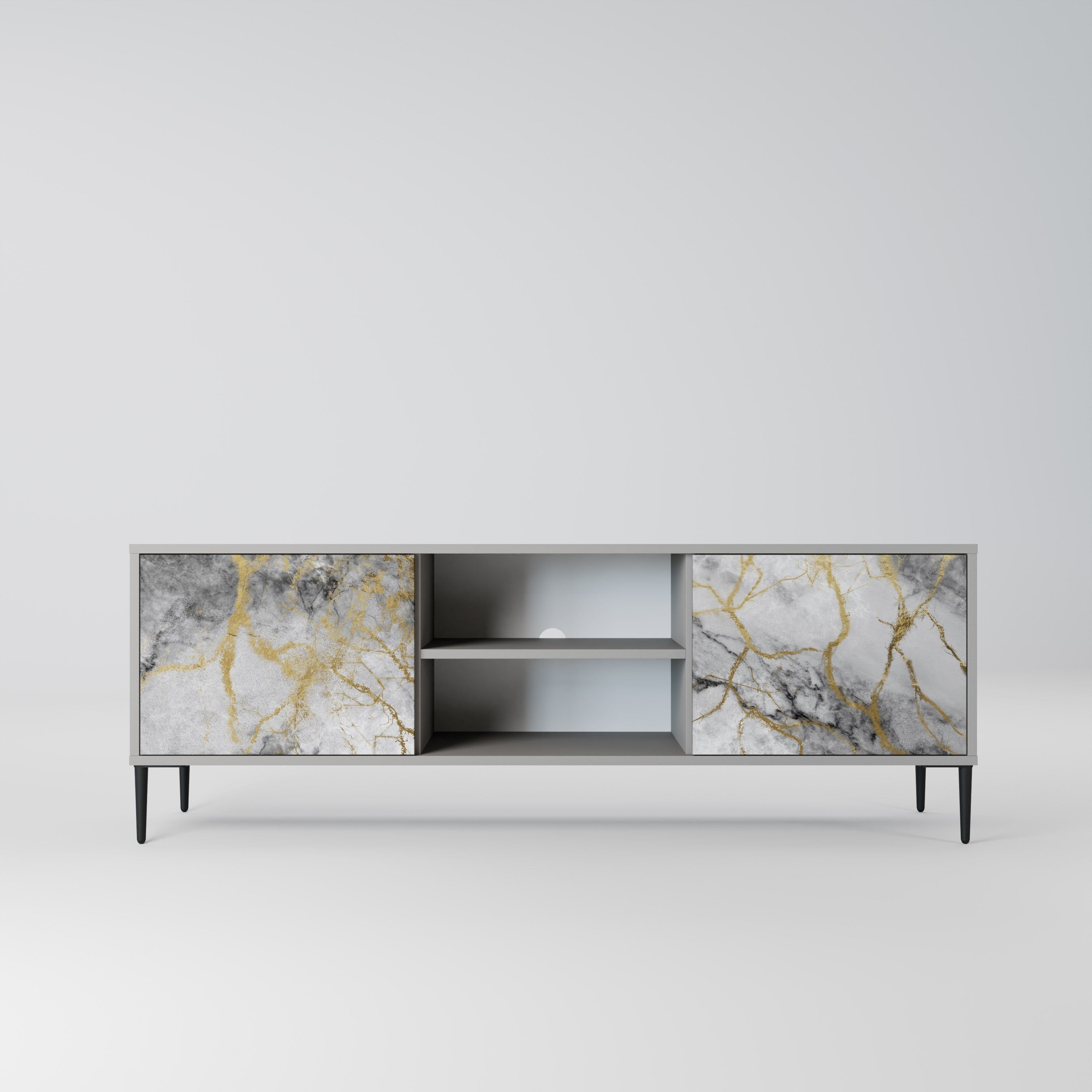 TIMELESS GLIDE 2-Door TV Stand in Grey Finish