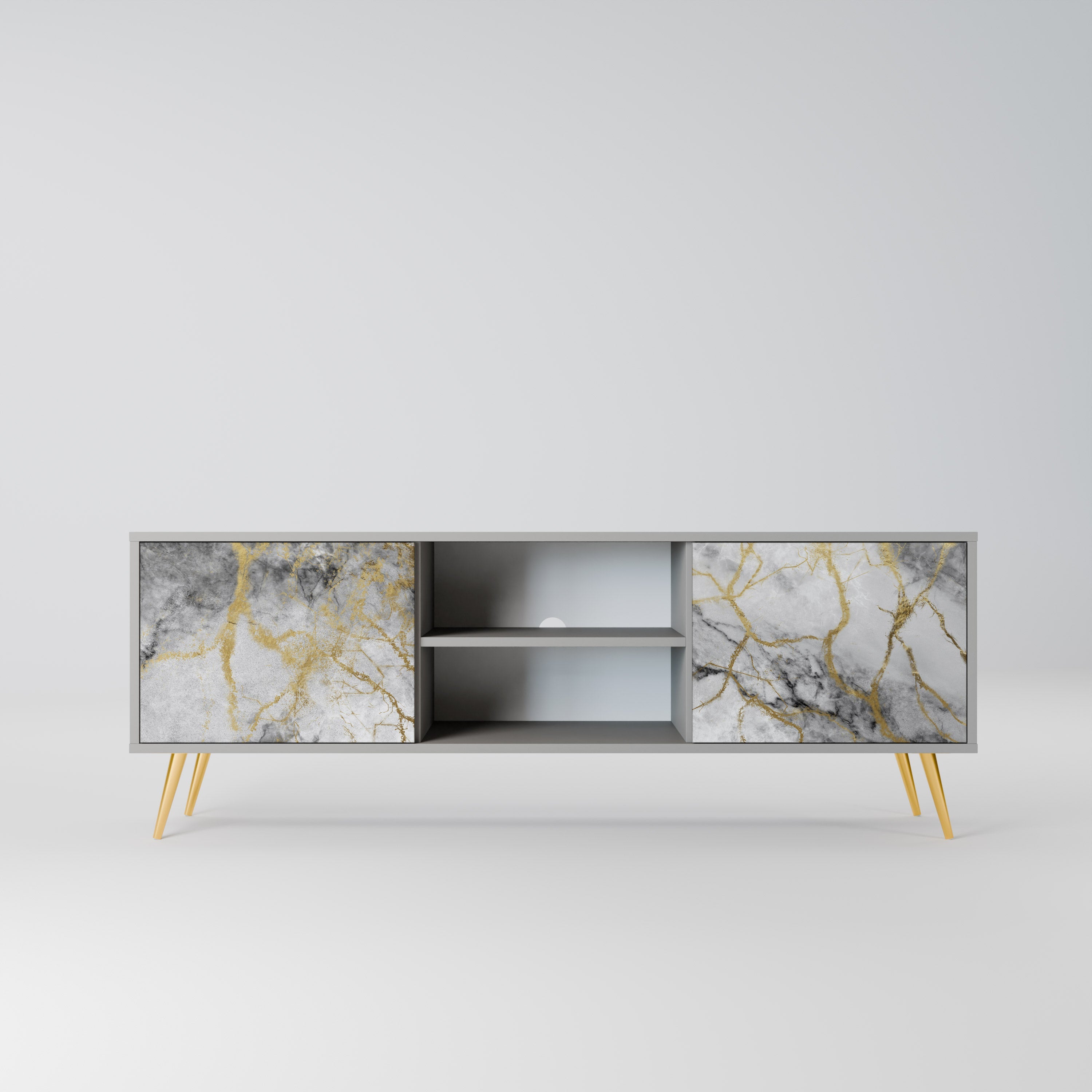 TIMELESS GLIDE 2-Door TV Stand in Grey Finish